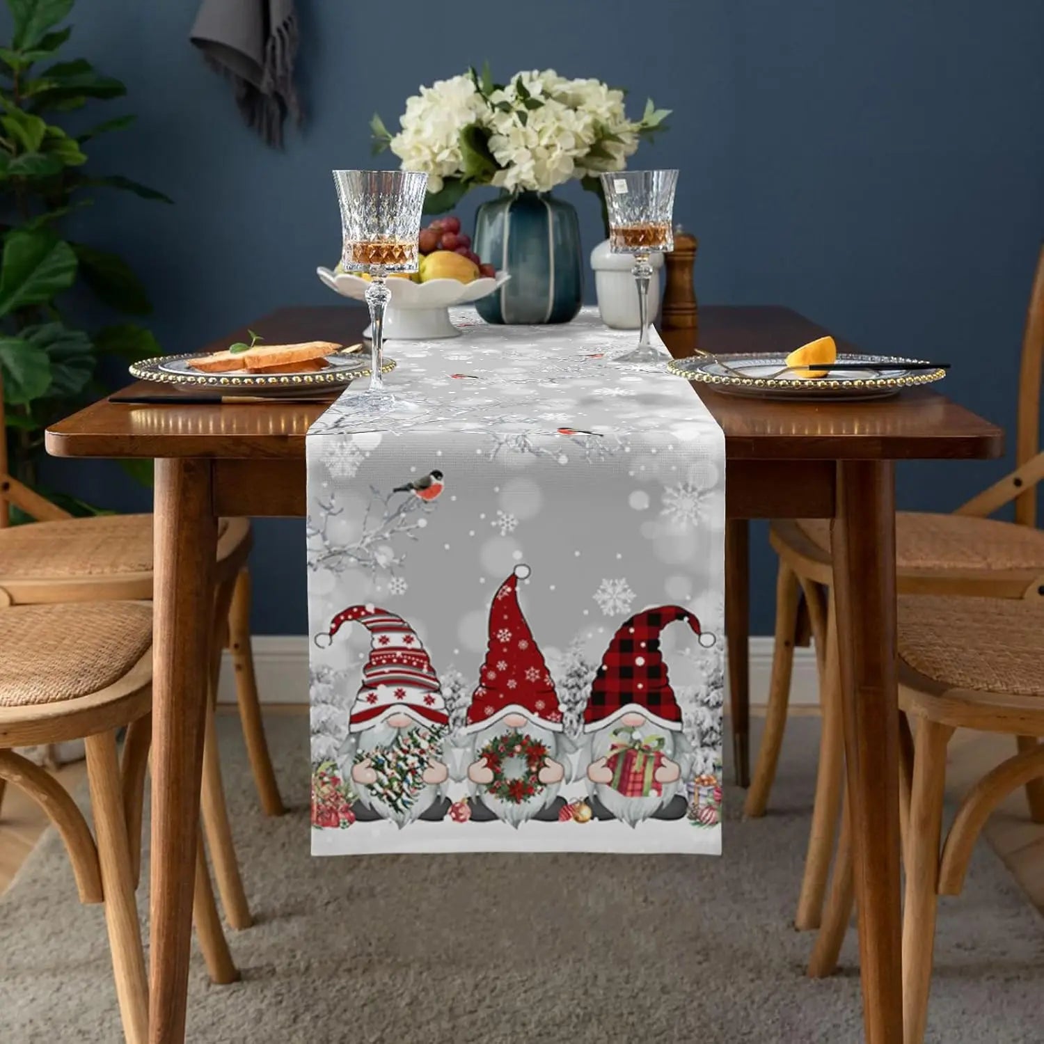 WinterKabouter | Luxe Kerst Tafelloper met Sneeuwvlok Design