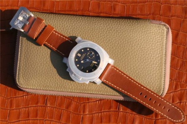Replica Panerai PAM569 Titanium XF Brown Thick Leather Strap P9000 - Top club