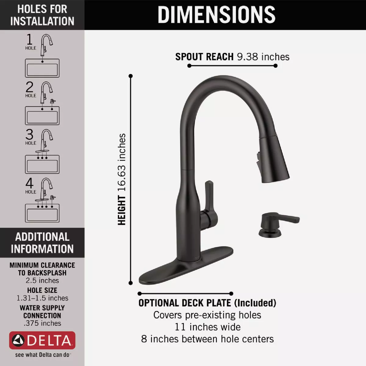 Delta Marca 1-Handle Pull-Down Kitchen Faucet with Soap Dispenser, Matte Black