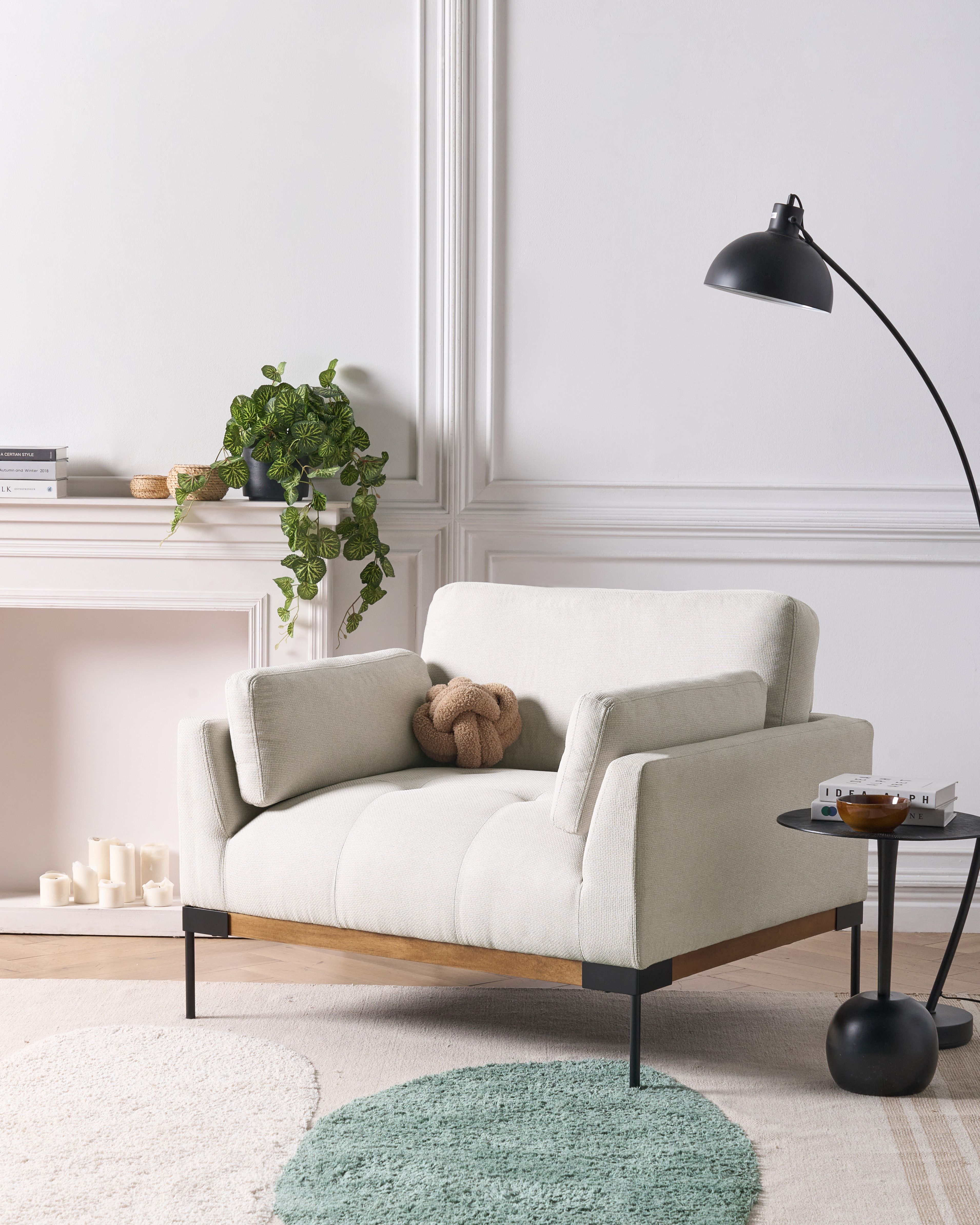 Armchair SKAVEN Fabric Light Beige