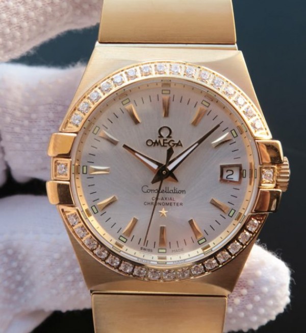 Replica Omega V6 Constellation YG White Dial Diamonds Bezel YG Bracelet A2500 - Top club