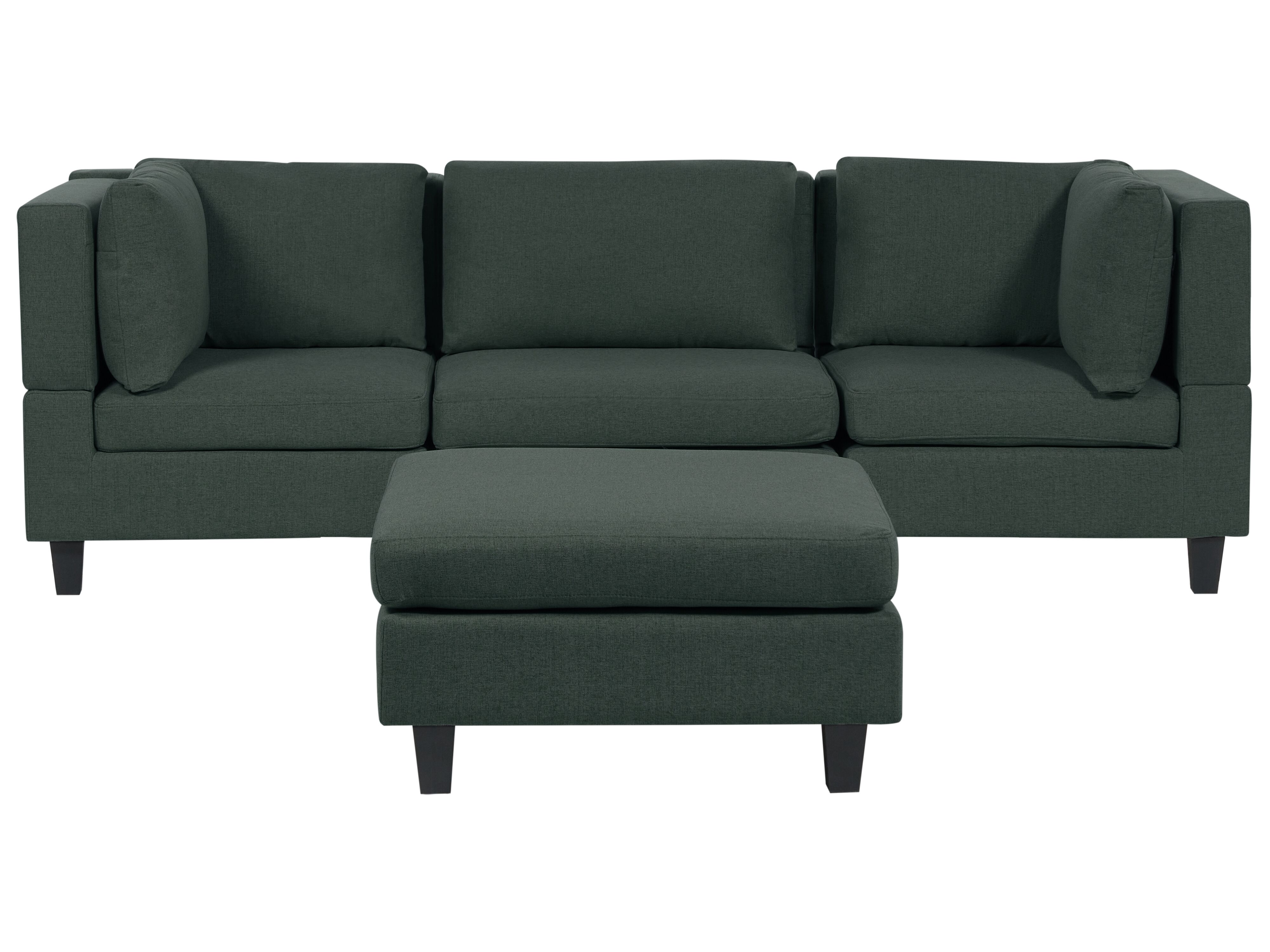 Modular Sofa 3 Seater UNSTAD Fabric Dark Green with Ottoman