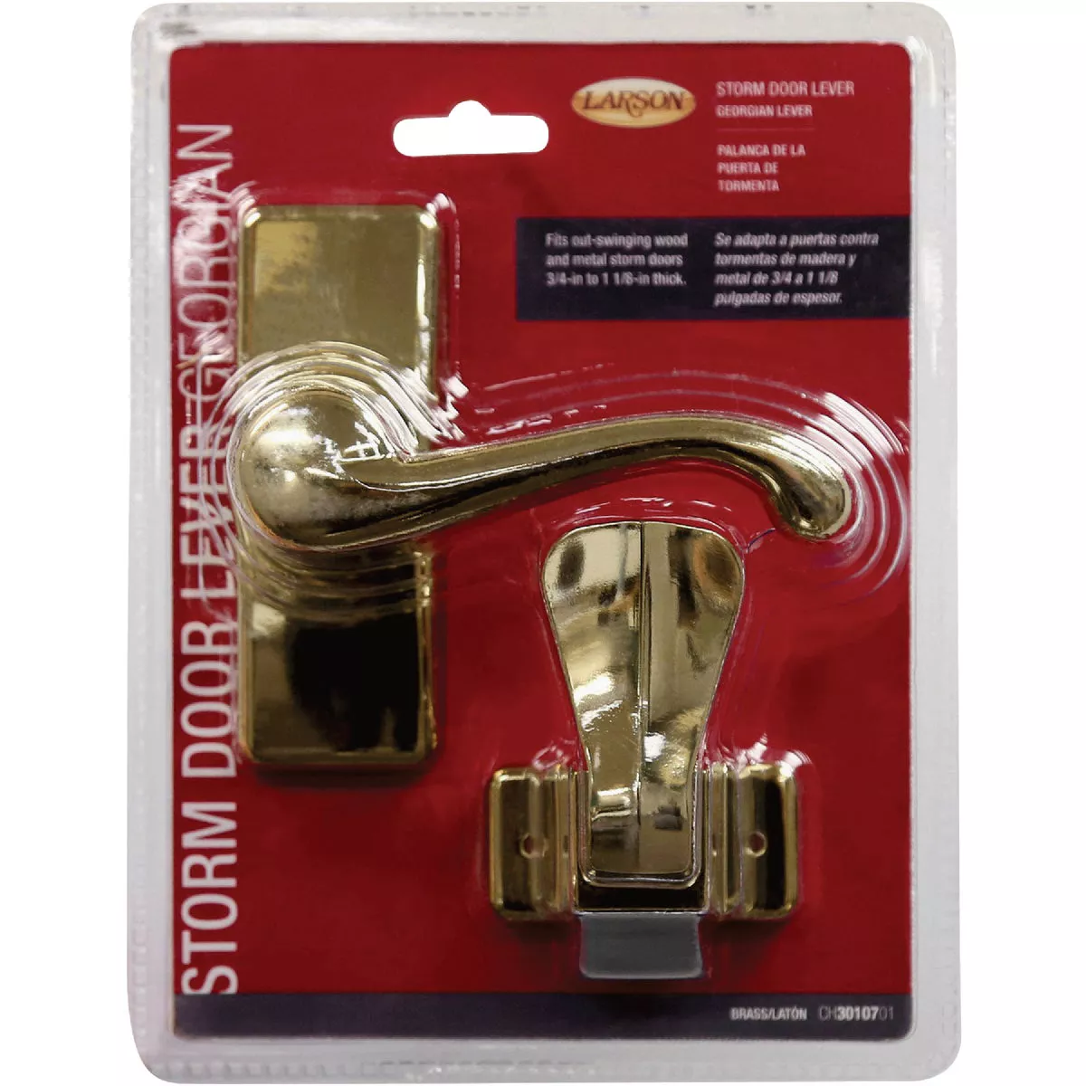 Larson Georgian Brass Lever Storm Door Latch