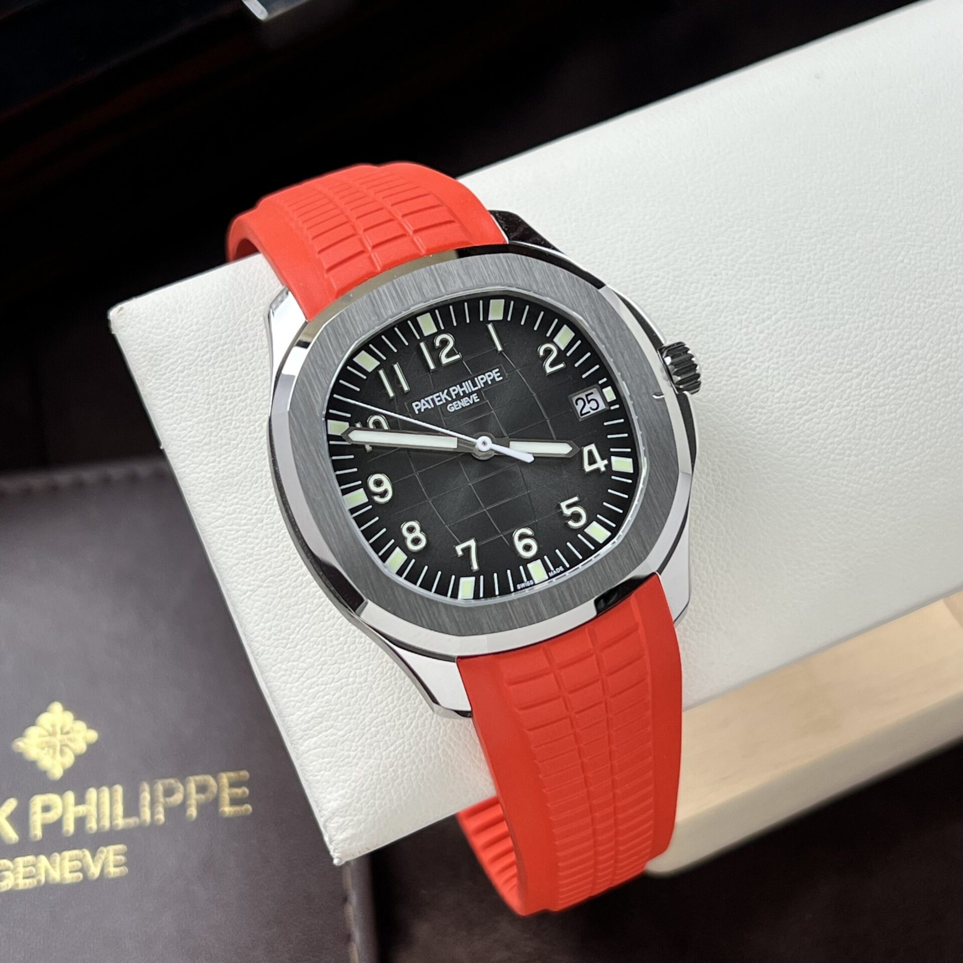 Patek Philippe Replica Watch Aquanaut 5167A Red Rubber Strap 3K Factory 40mm - Elite Watch Atelier