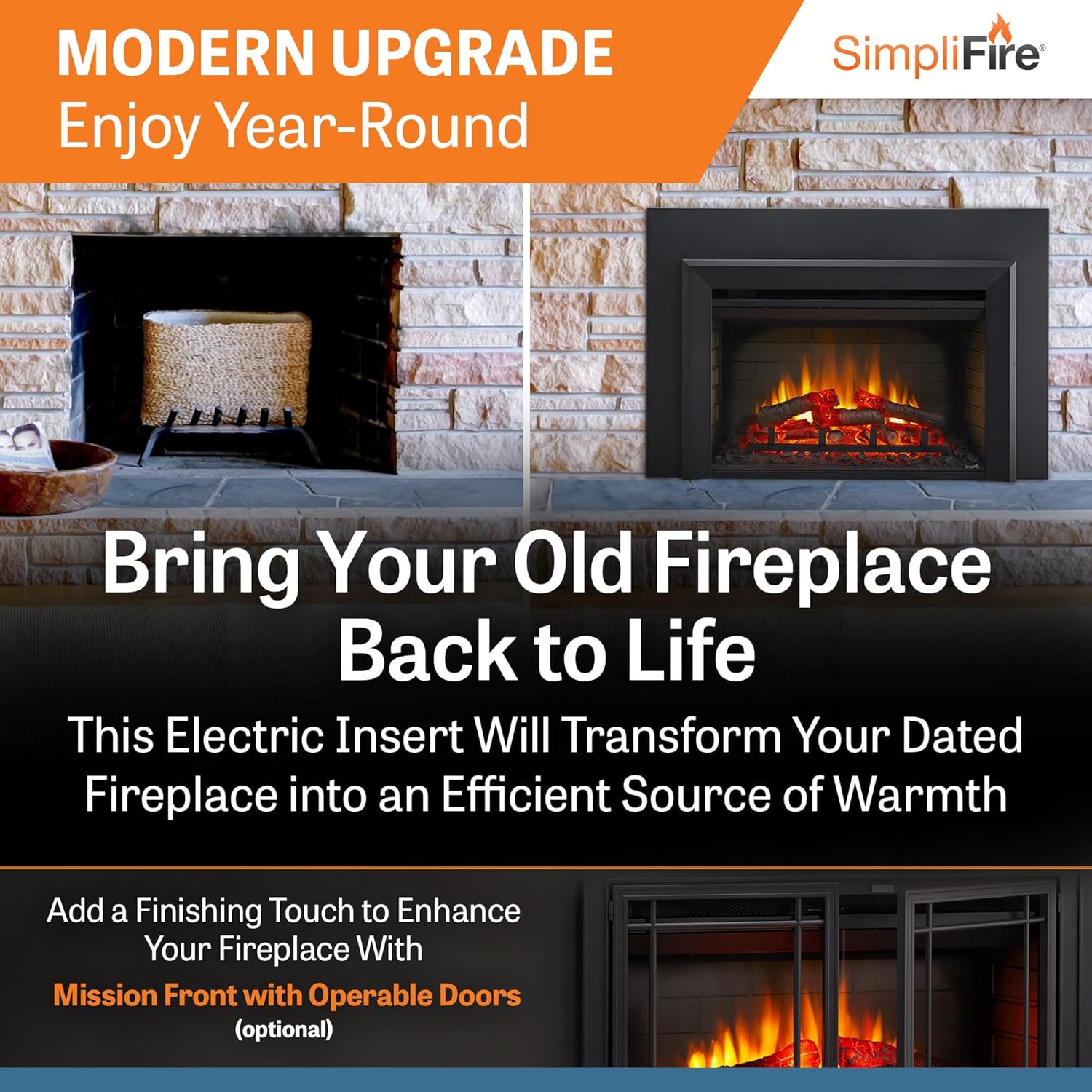 SimpliFire 25-Inch Built-in Electric Fireplace (SF-INS25)