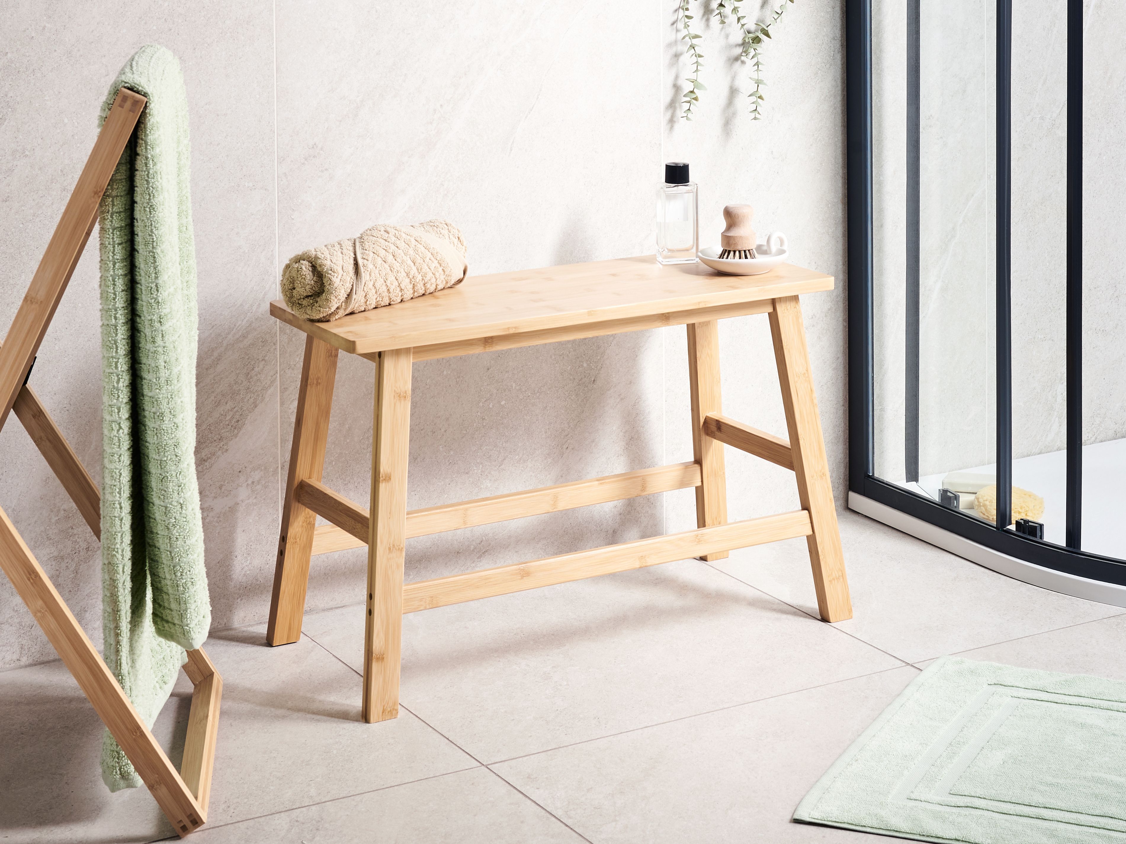 Bathroom Bench IGUAZU Bamboo Light Brown
