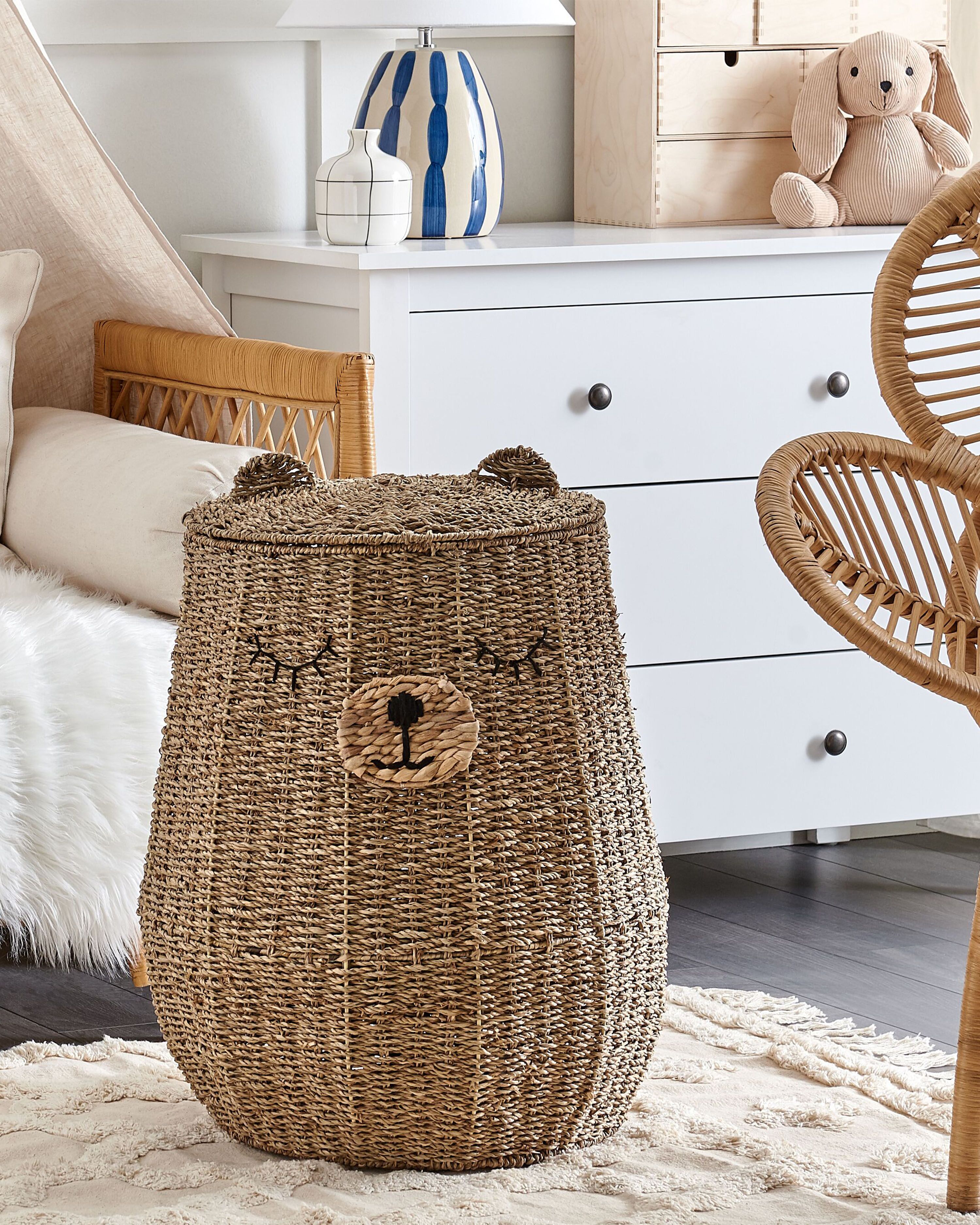 Kids Basket Teddy Bear FULAN Seagrass Natural