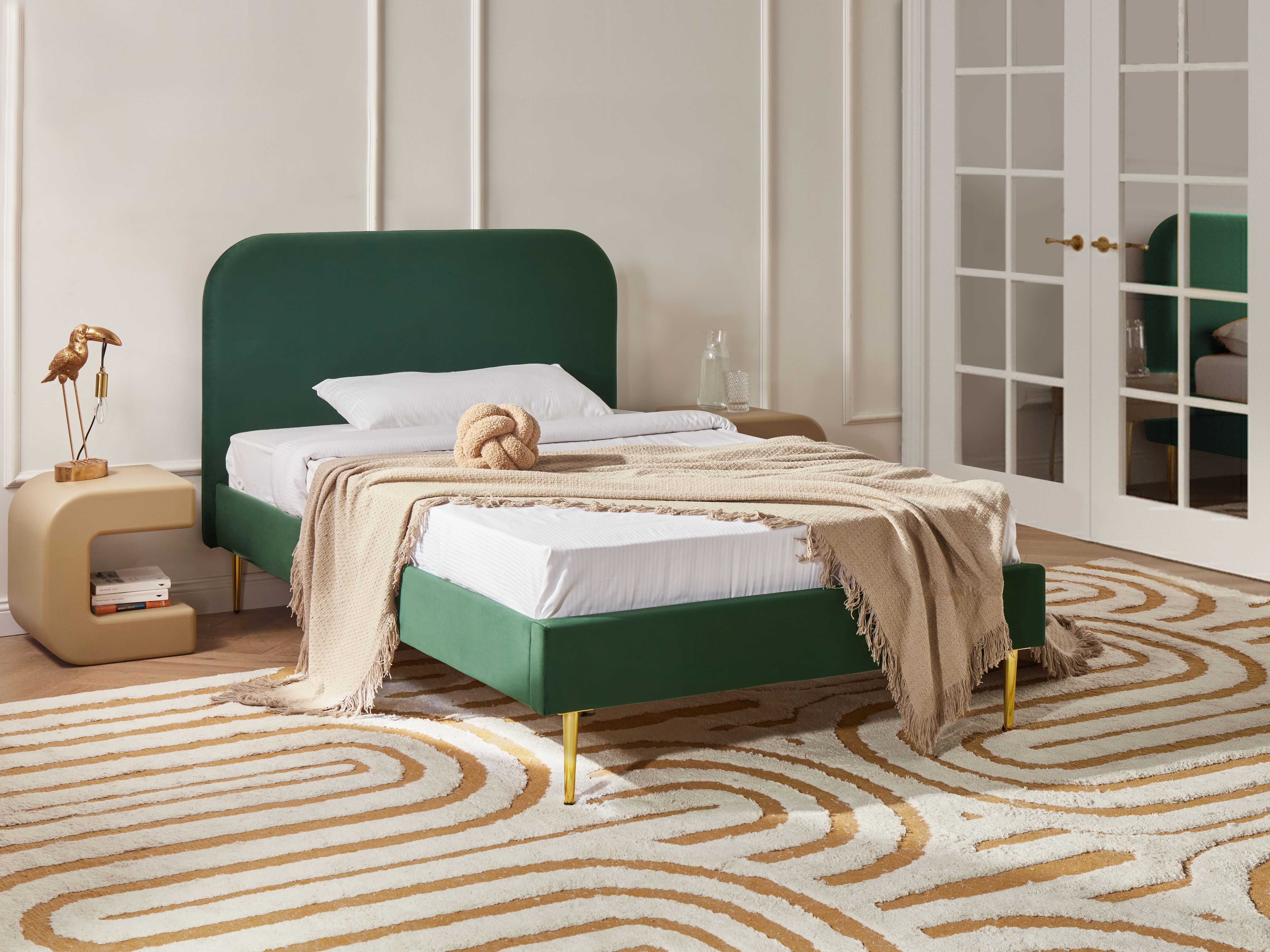 Bed Velvet FLAYAT 120 x 200 cm (EU Small Double) Dark Green