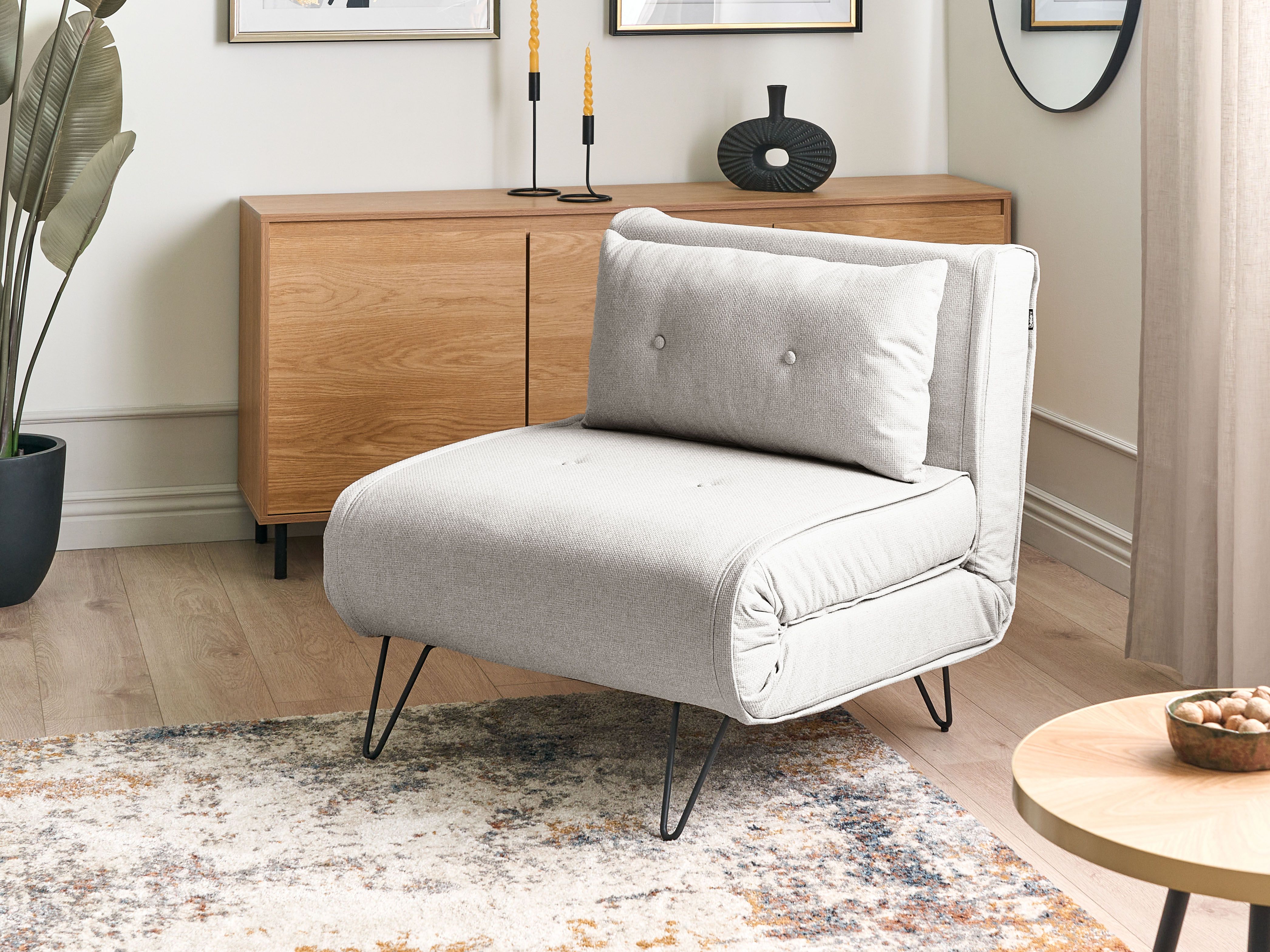 Single Sofa Bed VESTFOLD Fabric Light Grey