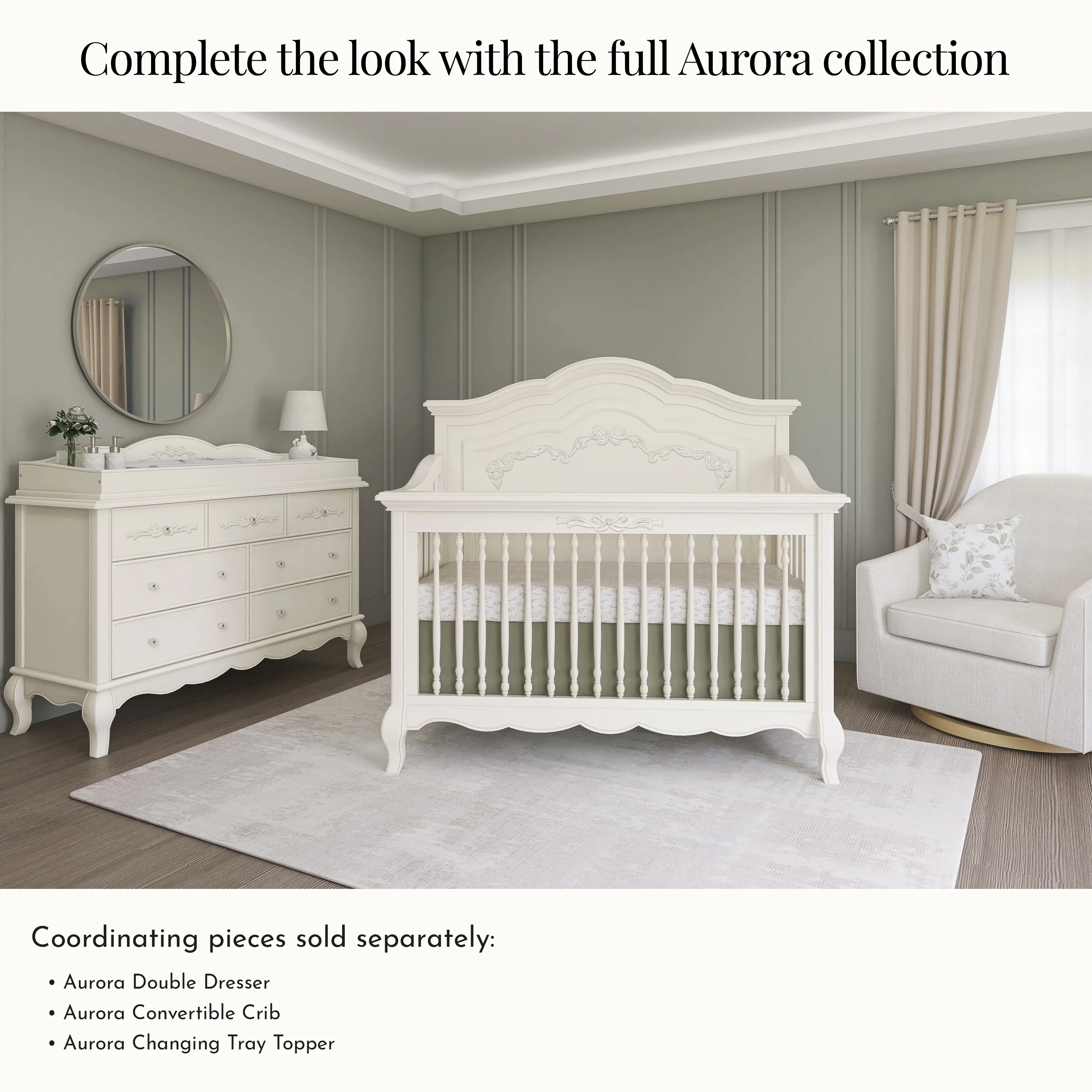 Evolur Aurora 7-Drawer Double Dresser in Ivory Lace, Spacious Drawers - Image 6