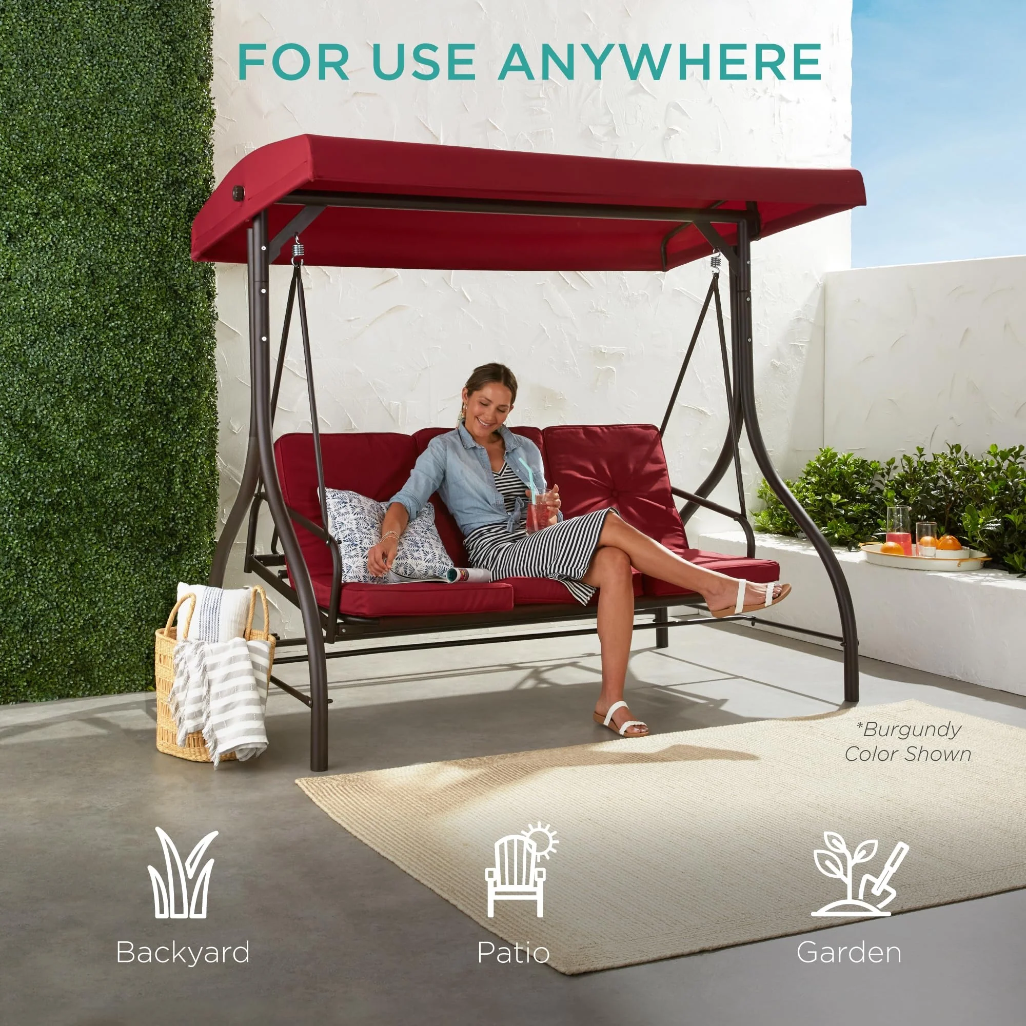 3-Seat Outdoor Large Converting Canopy Swing Glider - Image 11