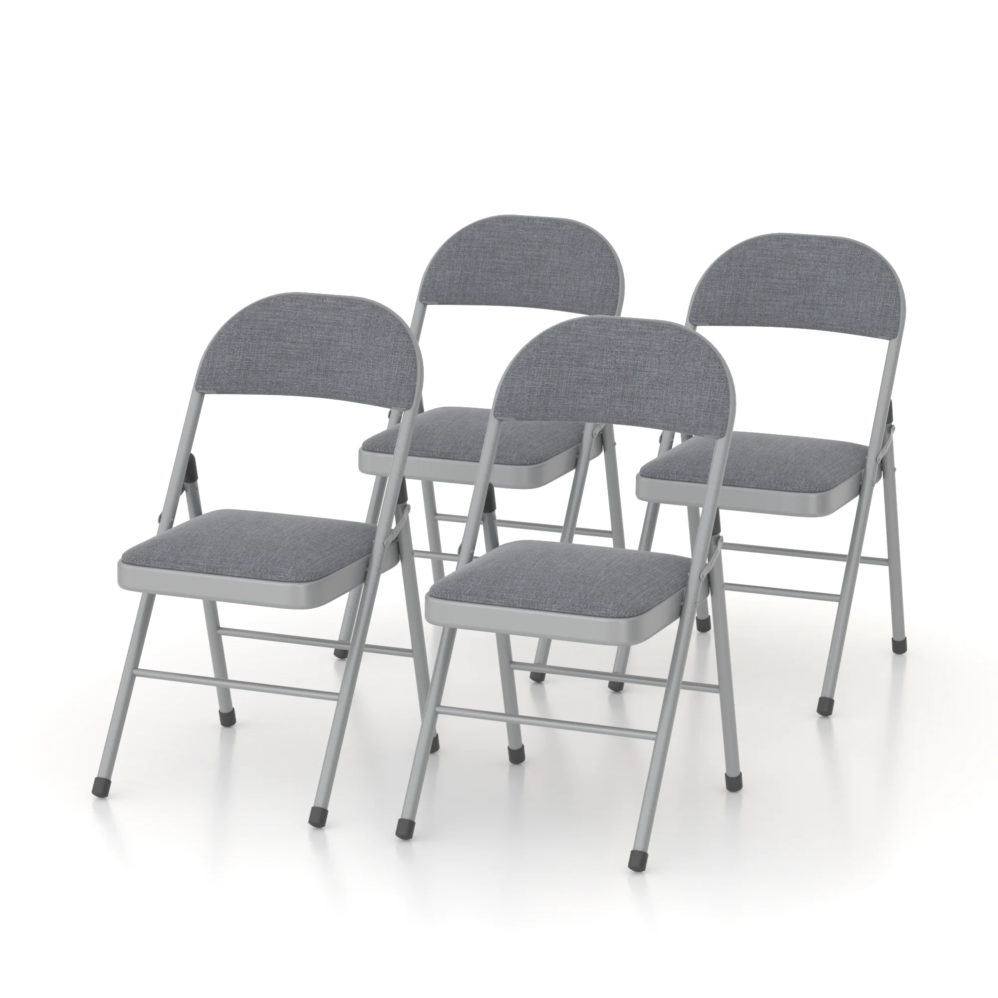 VECELO Set of 4 Folding Chairs, Fabric Dining Chair Set with Padded Cushion and Back, Indoor Outdoor Upholstered Seat with Metal Frame for Home Office Events Wedding Party, Orange - Image 32