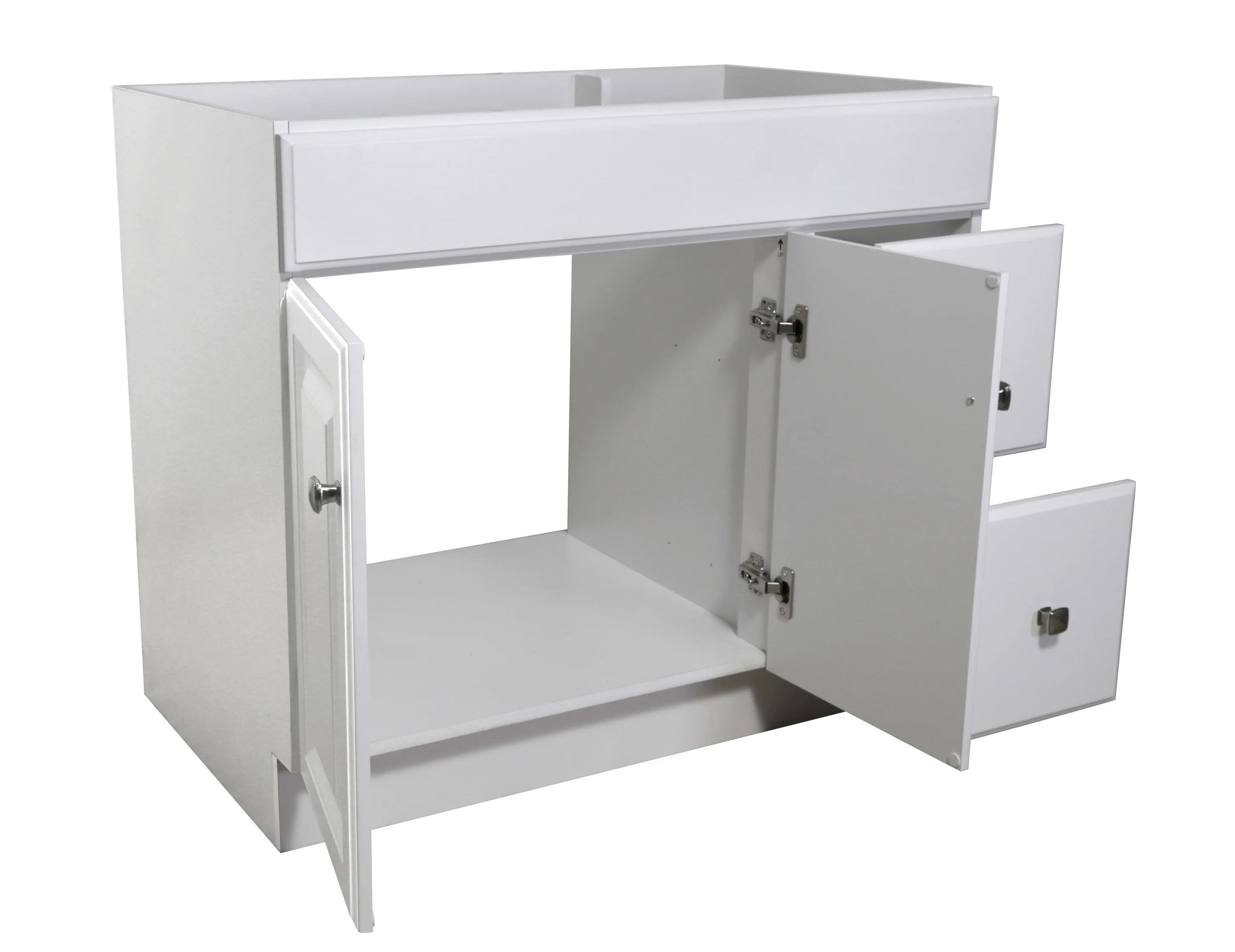 Design House Wyndham 36" Solid Wood Ready to Assemble 2-Door and 2-Drawer Bathroom Vanity Cabinet, White - Image 7