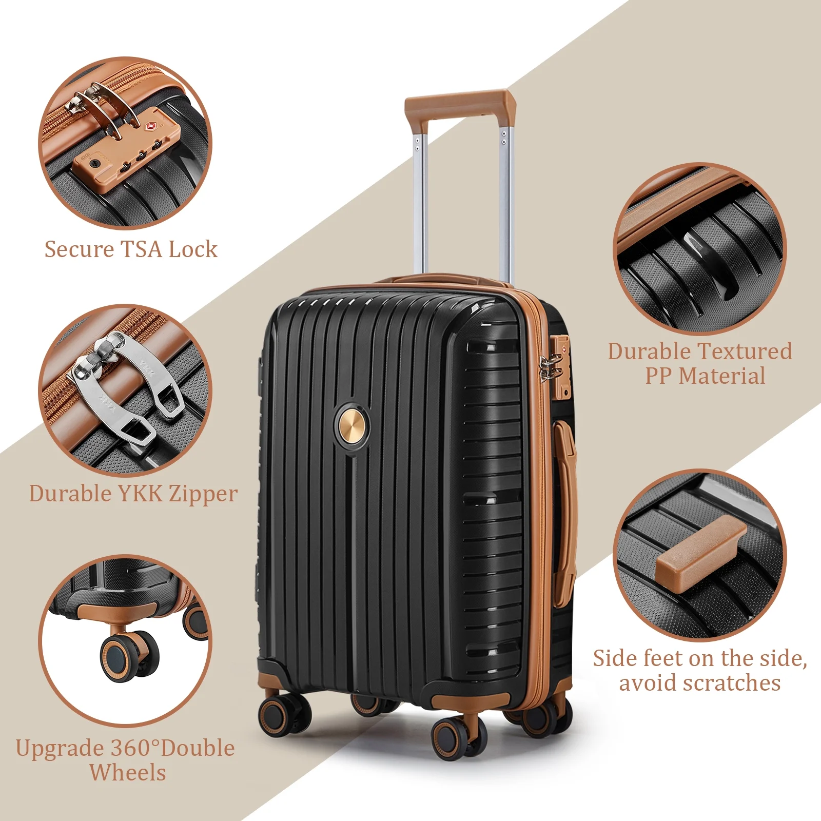 Joyway 5 Piece Luggage Sets Hardshell Lightweight Suitcase with TSA Lock Spinner Wheels-Orange - Image 32