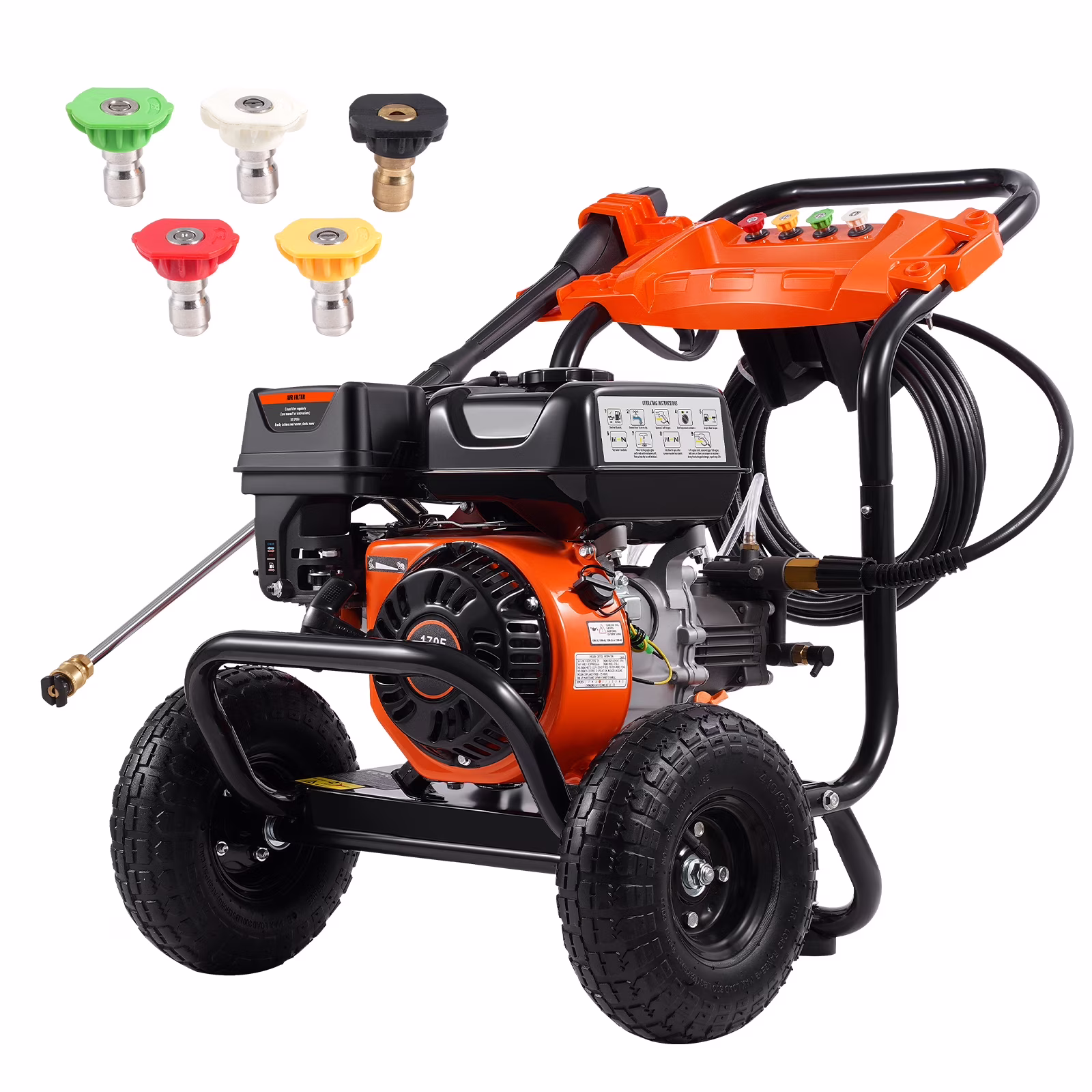 KFFKFF 3600 PSI 2.6 GPM Gas Pressure Washer w/26 ft High Pressure Hose 5 Nozzles Gas Powered Washer - Image 3