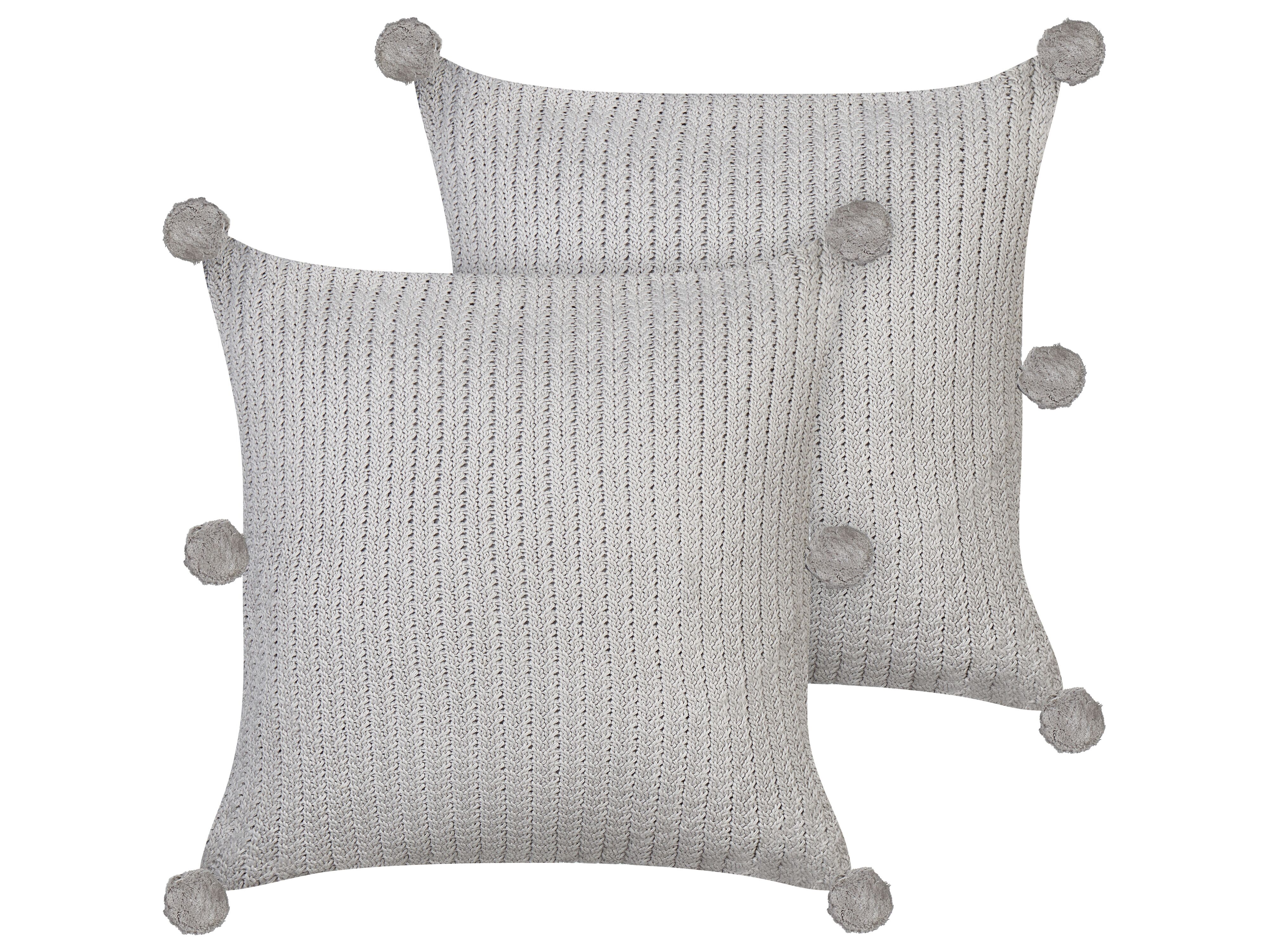 Set of 2 Decorative Cushions OCOTEA Cotton 45 x 45 cm Grey Solid