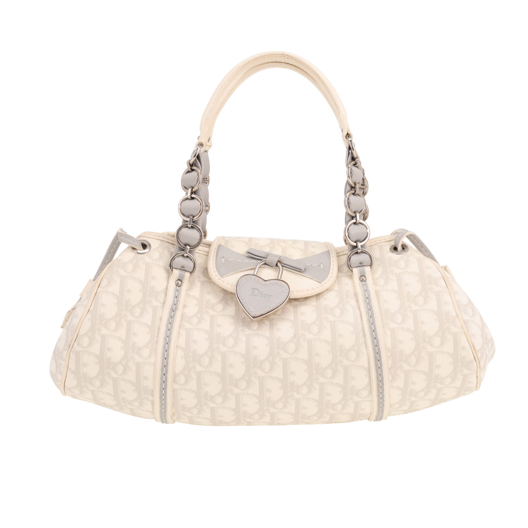 Dior Vintage handbag in white monogram canvas Oblique and white leather1:1High-quality replica