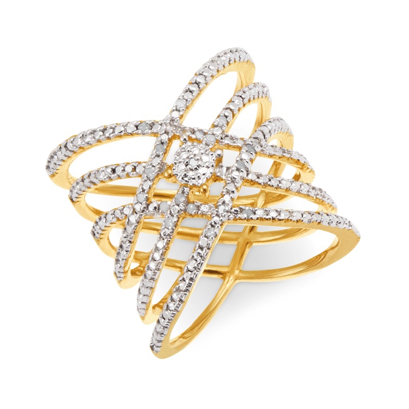 Diamond Cluster Open Crisscross Ring - MIDNIGHT VELVET CATALOG