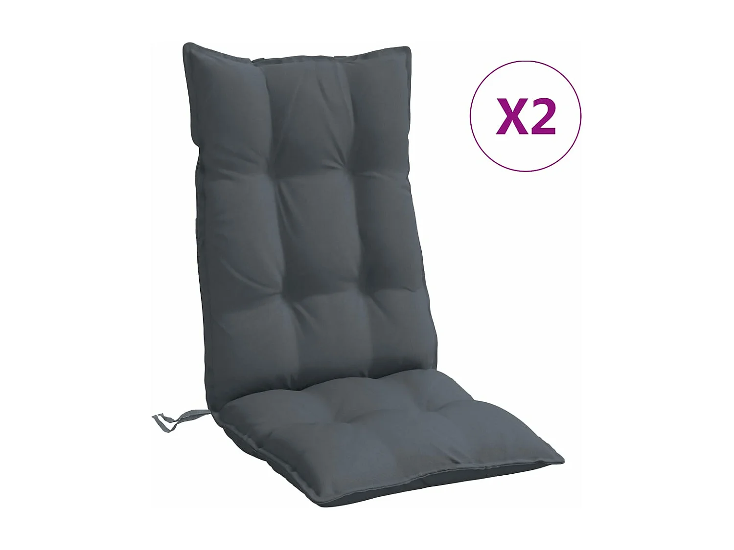 Coussins de chaise à dossier haut lot de 2 anthracite