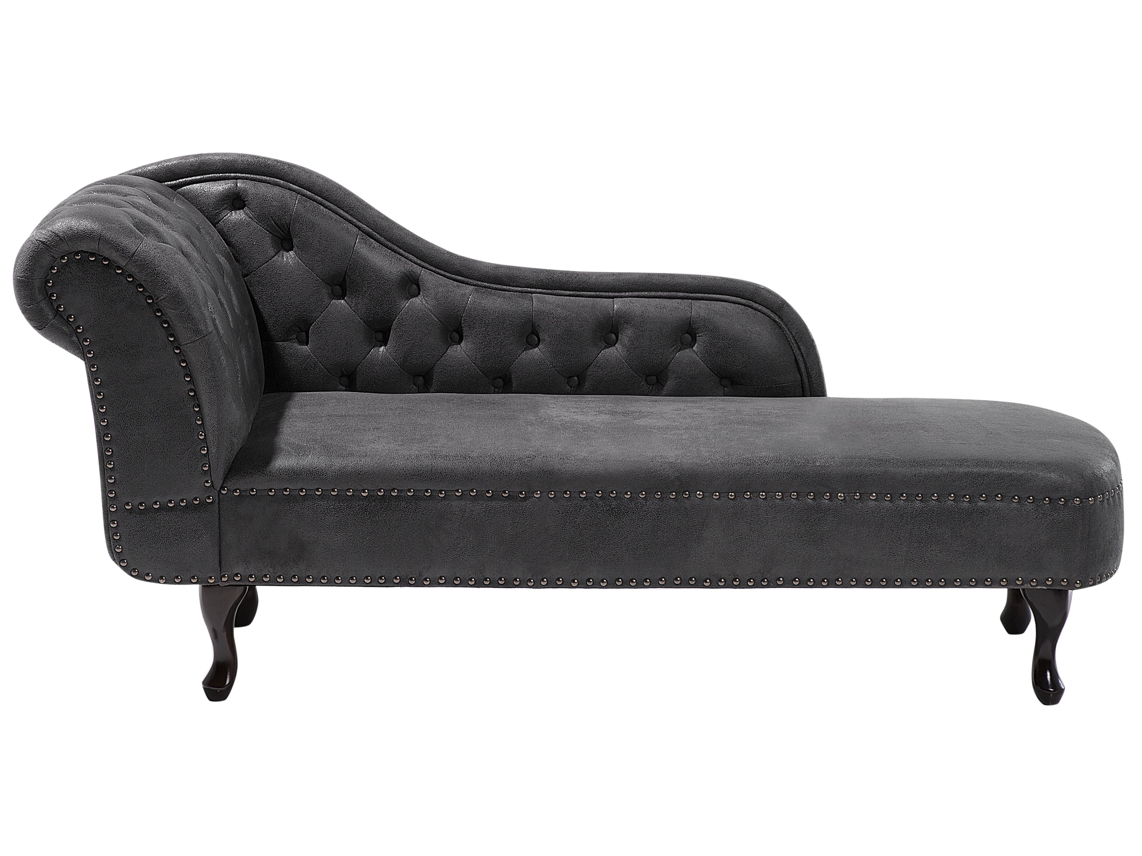 Left-Hand Chaise Lounge NIMES Faux Suede Dark Grey