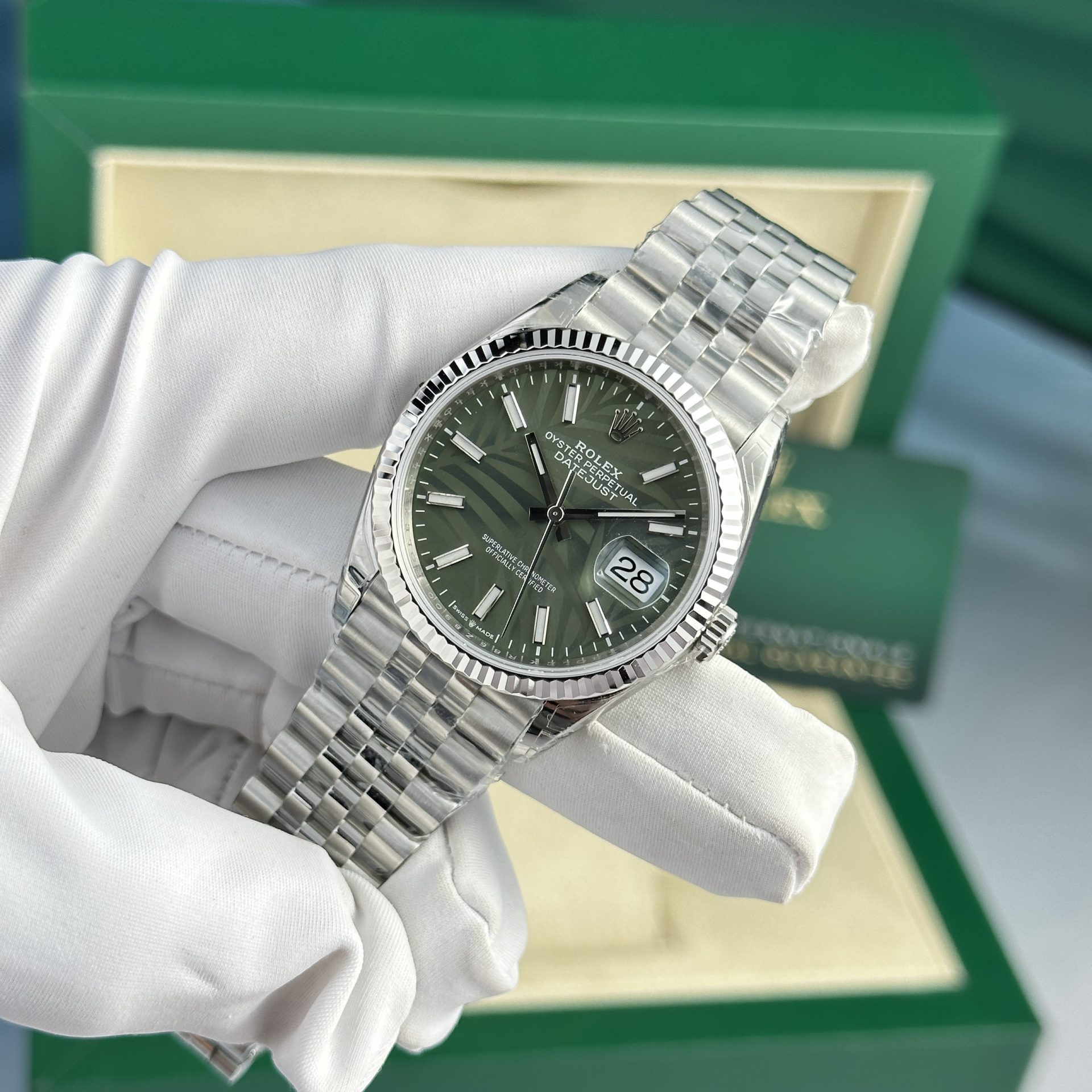 Rolex Replica Watch DateJust 126234 Dial Green VS Factory 36mm - Elite Watch Atelier