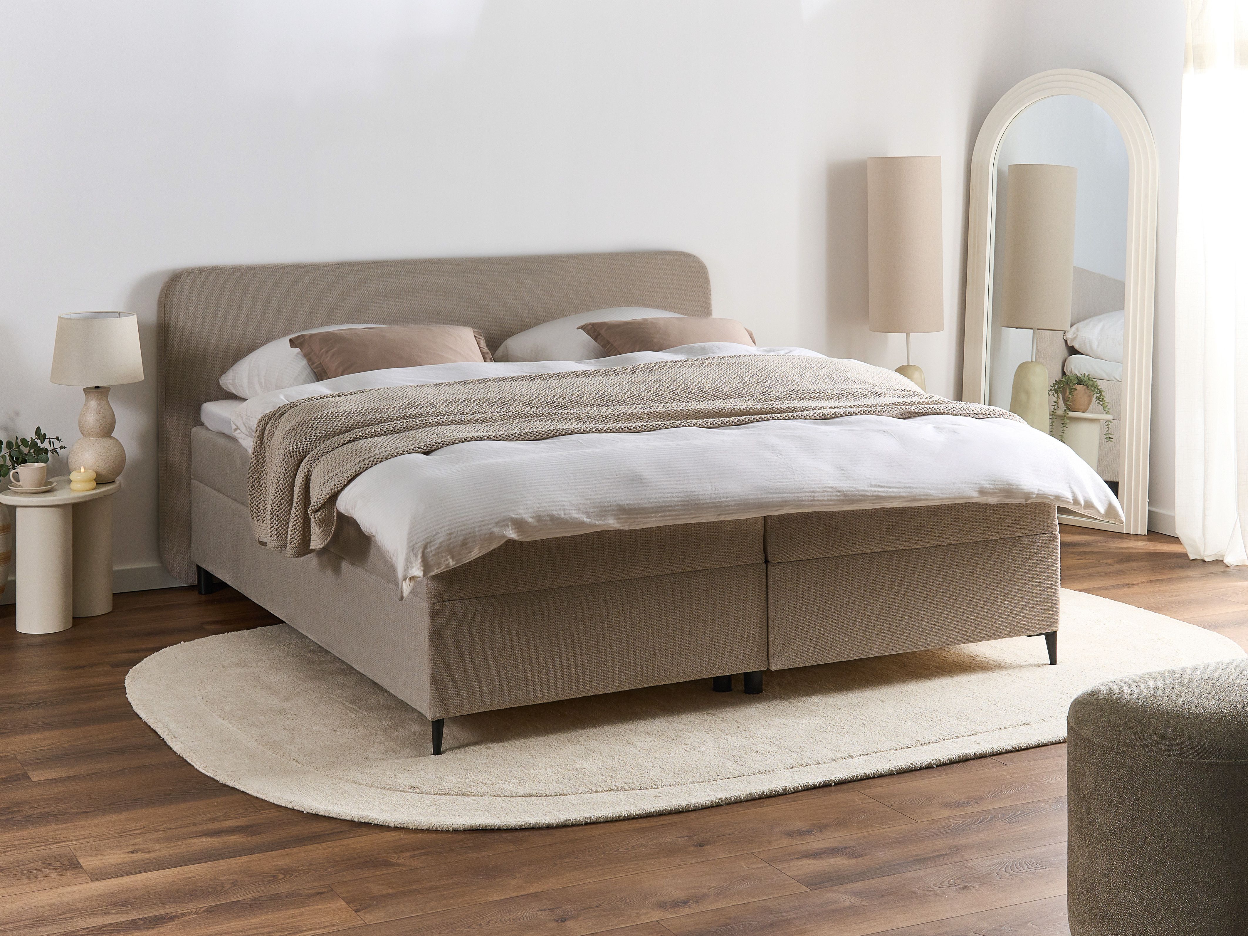 Divan Bed with Storage Fabric REGENT 180 x 200 cm (EU Super King) Taupe