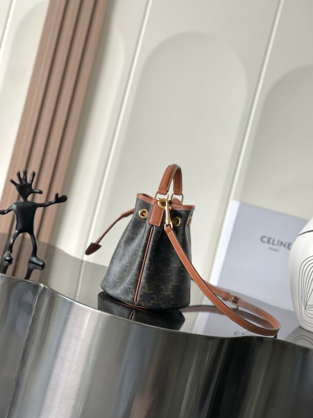 Celine Teen Clara Logo Print HandBag