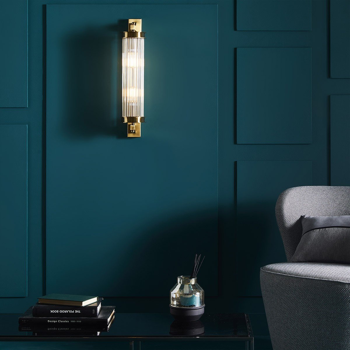 Calicosy - Wandlamp glas metaal messing - H55 cm