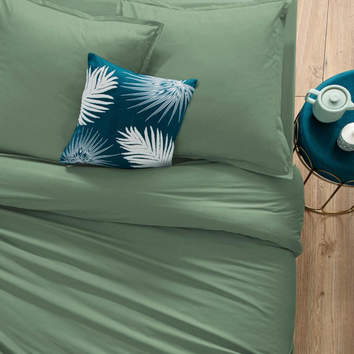 Cotton sheet Celadon blue, 180x290 cm