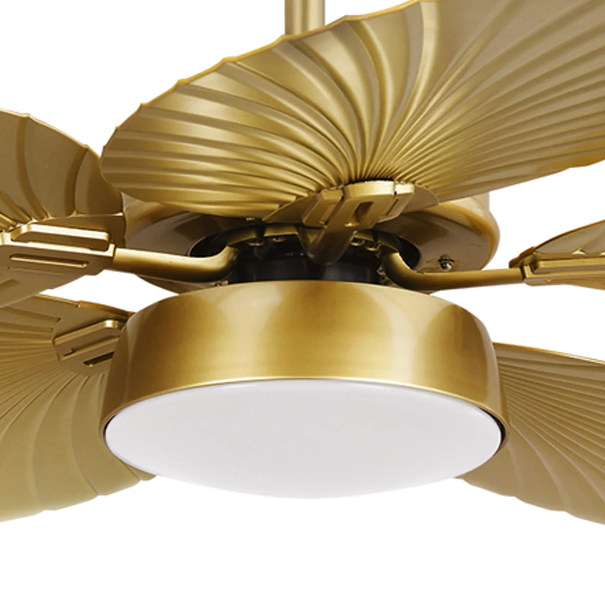 ModFusion 52" Gold Tropical Ceiling Fan with LED Light & Remote �C Palm Leaf Blades, Quiet Reversible DC Motor Indoor/Outdoor - Image 2
