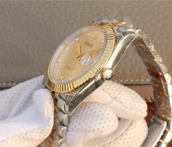 Replica Rolex DateJust 41mm SS/YG YG Textured Dial YG Wrapped Fluted Bezel SS/YG Bracelet A2836 - Top club