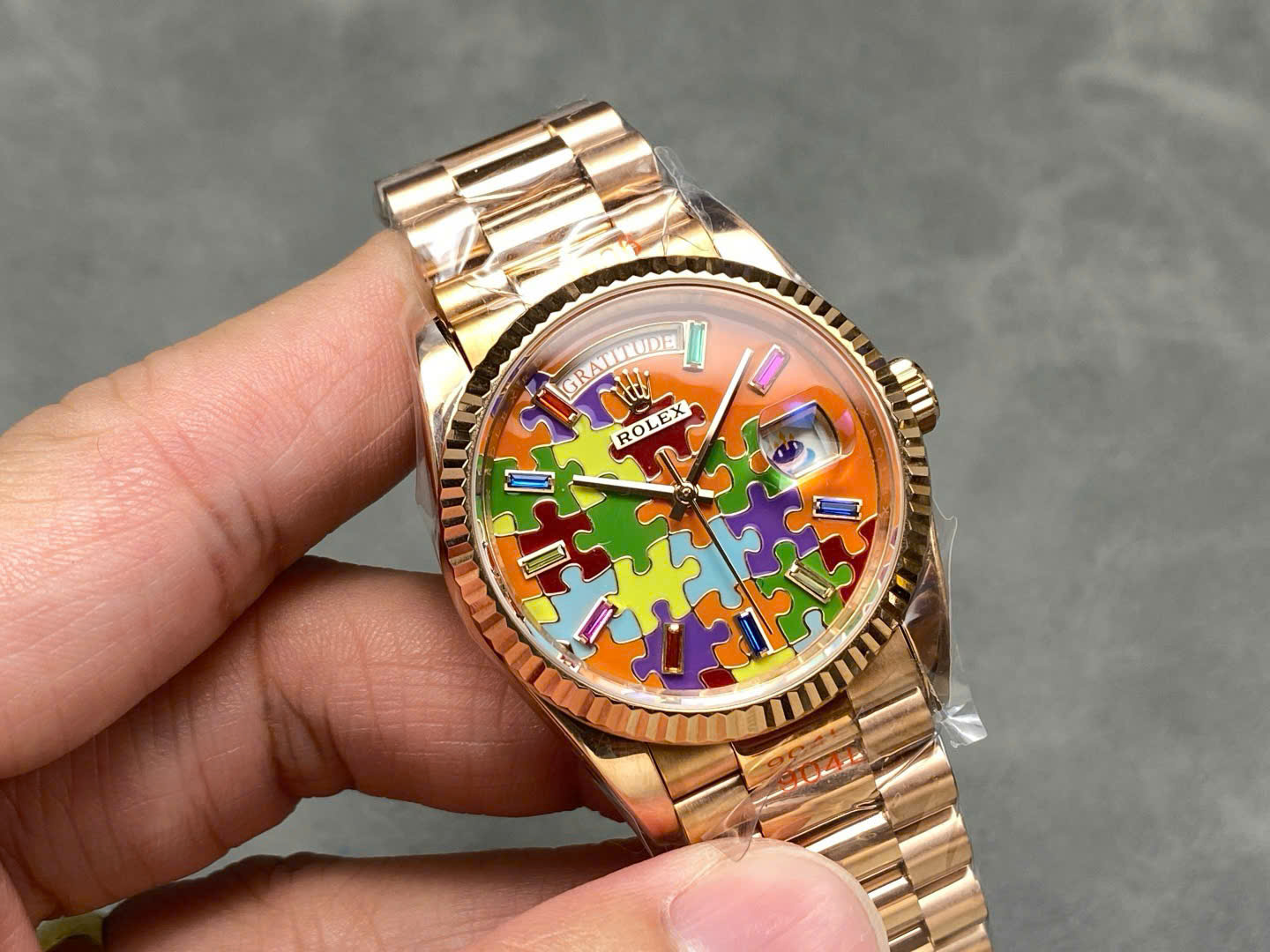 Rolex Day-Date 128235 Puzzle Emoji Jigsaw Motif Dial Best Replica Watches 36mm - Top club