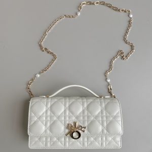 Lady Top Handle Clutch Beige/Black/White For Women 8.5in/21cm S0980ONMJ_M49P1:1High-quality replica