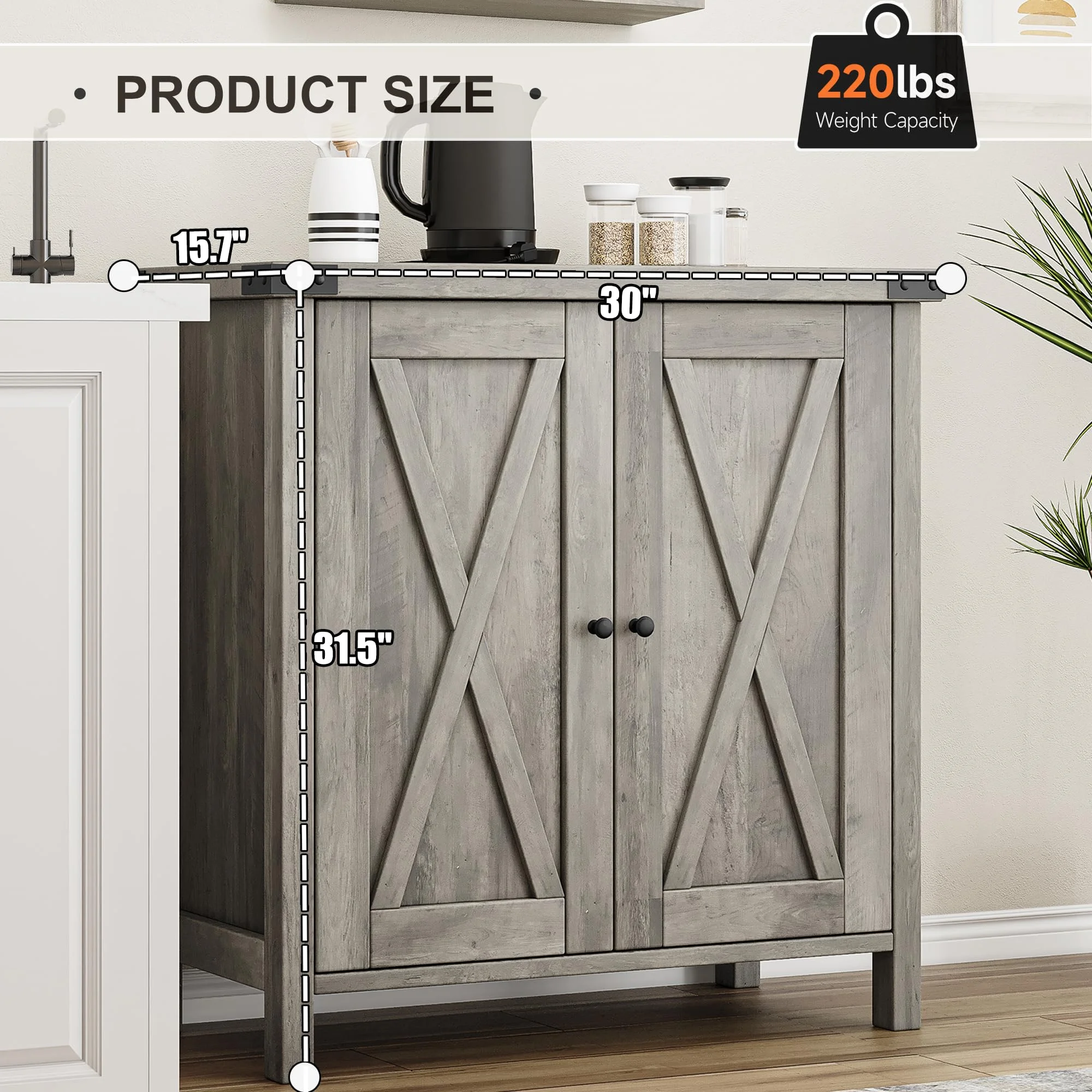 Coffee Bar Cabinet with Storage/Adjustable Shelf 30" Small Kitchen Bar Table Corner Bar Cabinet for Tea Buffet Sideboard Cabinet for Dining Room, Farmhouse Coffee Station for Wine - Image 6