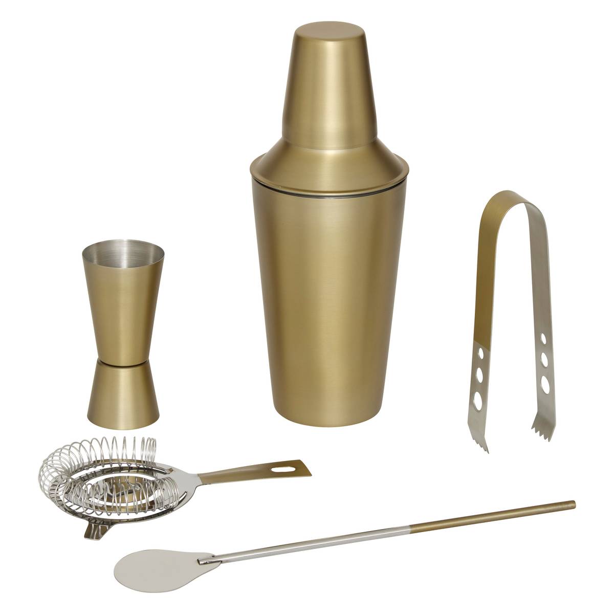 "Gold" Cocktail Set Stainless Steel, 5 Pieces, Gold
