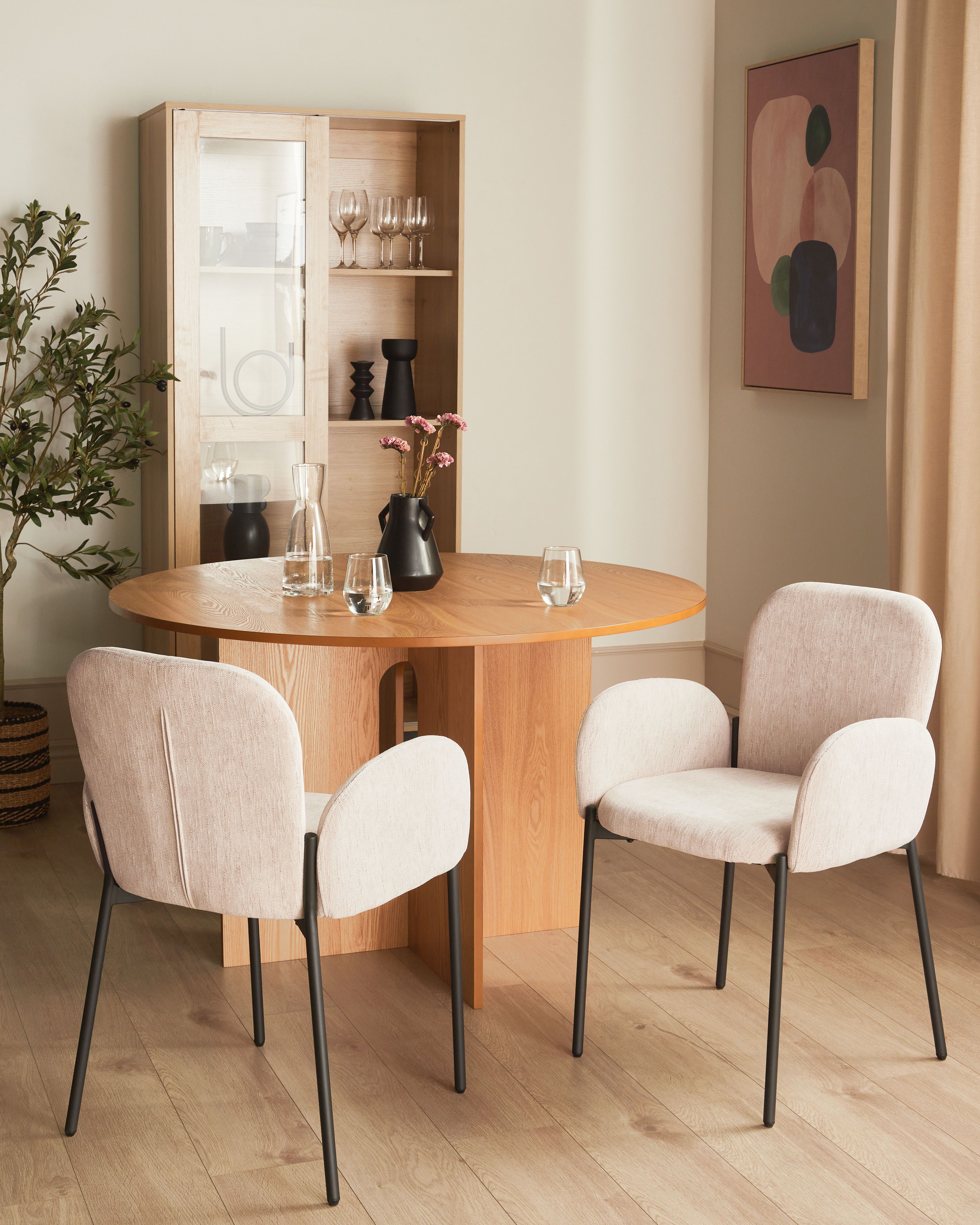 Set of 2 Dining Chairs ALBEE Fabric Beige