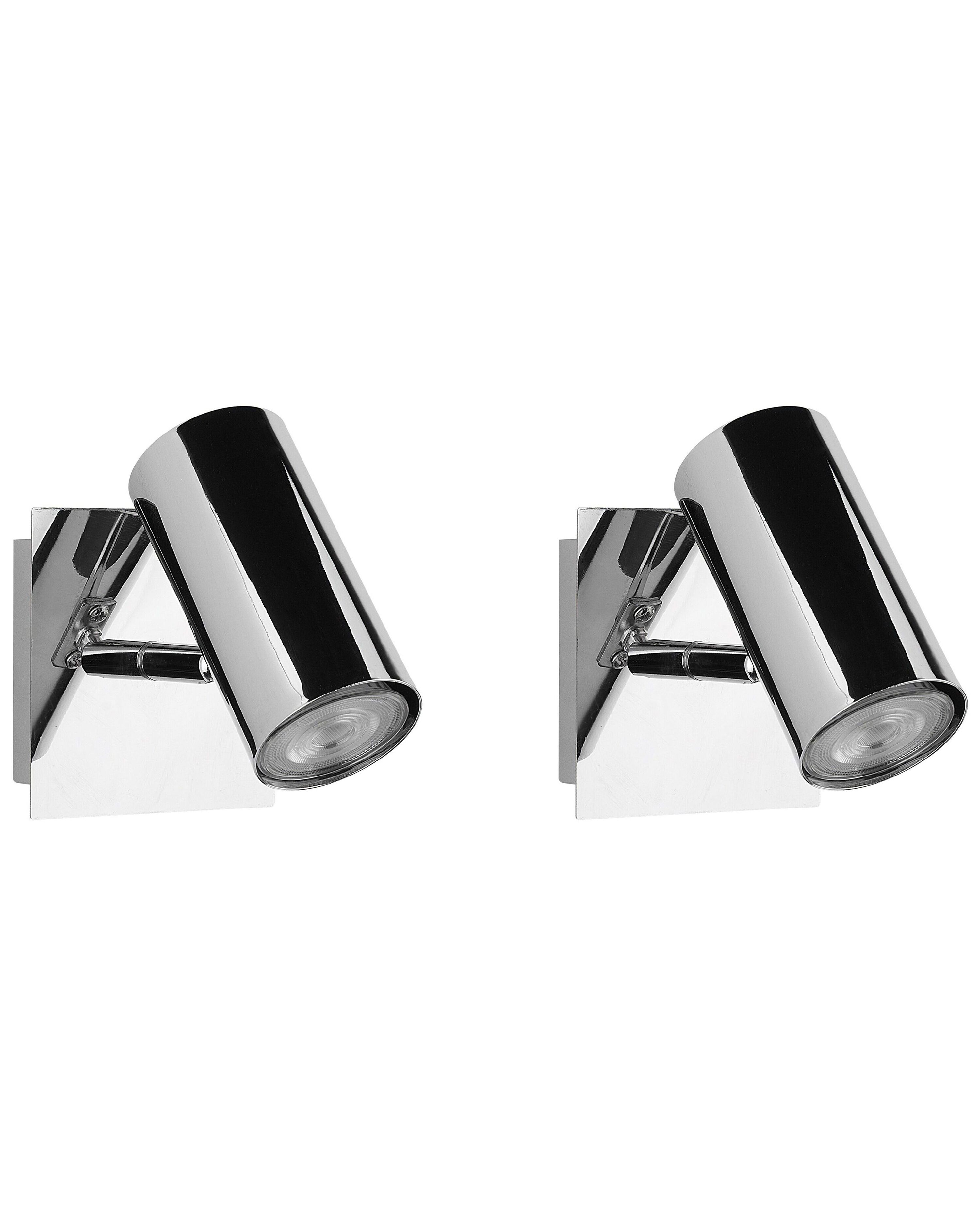 Set of 2 Spotlight Lamps ROSETTA Adjustable Metal Silver