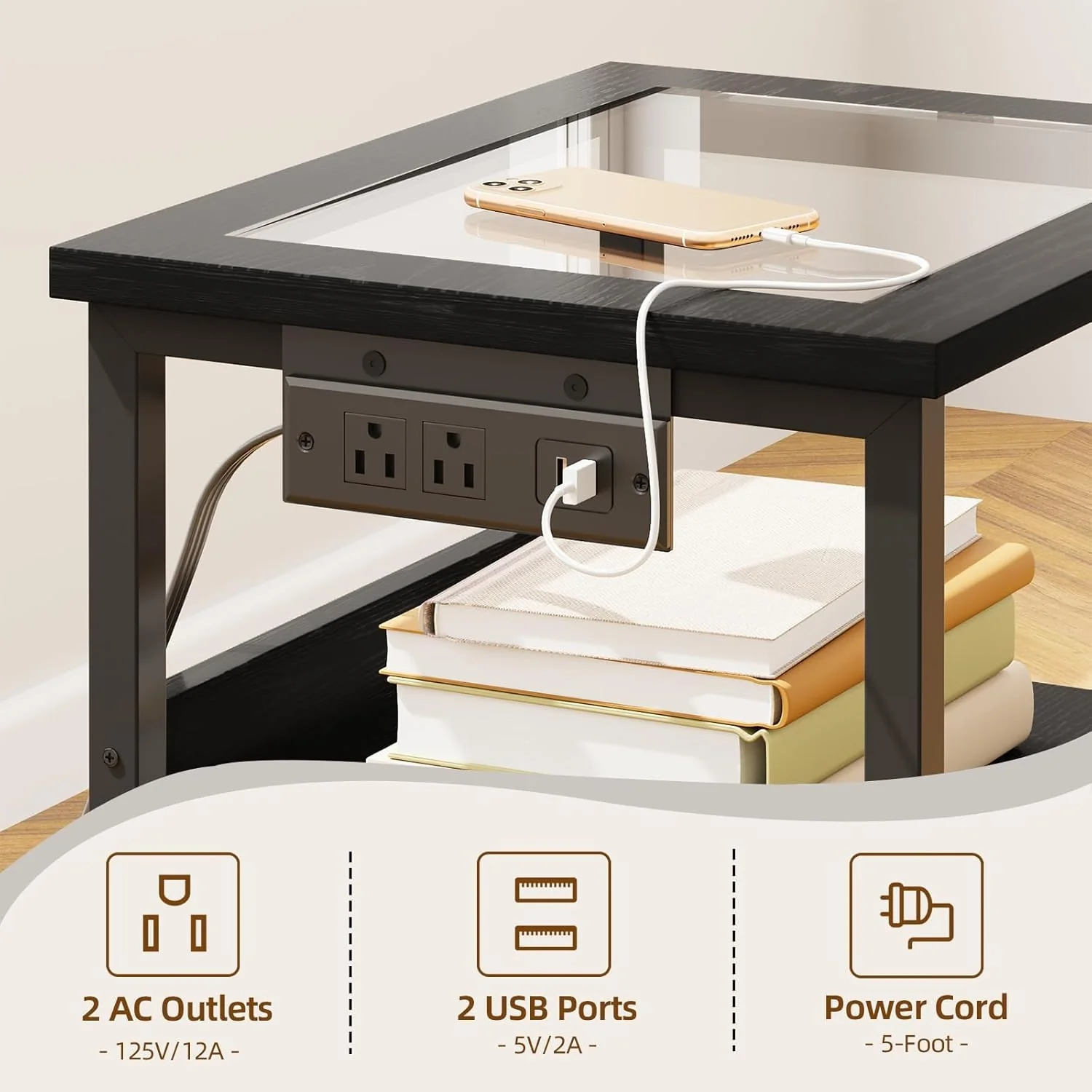 Fixwal 2 Drawers Night Stand with Glass Clear Desktop - Image 5 Fixwal 2 Drawers Night Stand with Glass Clear Desktop - Image 5