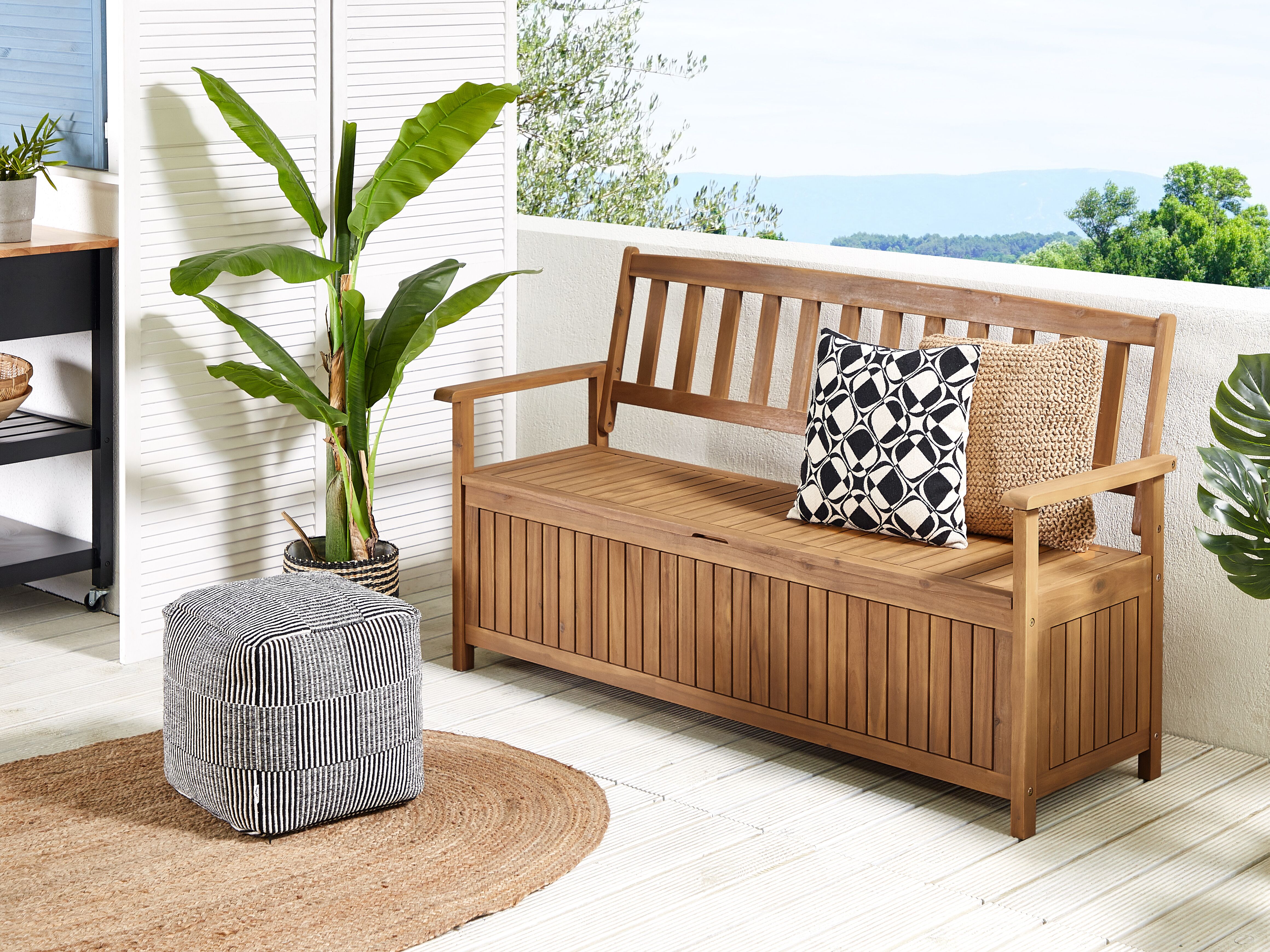 Garden Bench SOVANA 160 cm with Storage Acacia Wood Brown