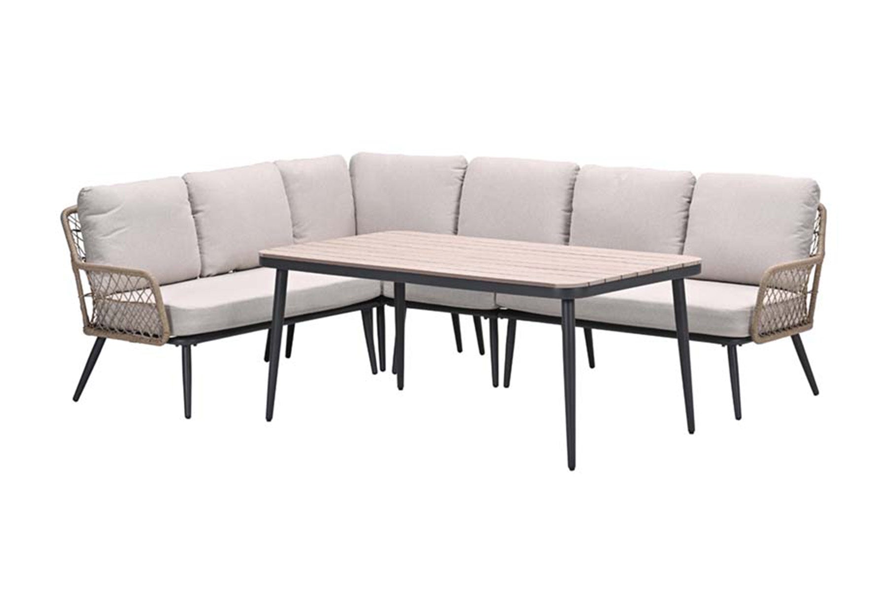 GI Allasio lounge-dining hoekset (5-delig) - Carbon black Zand