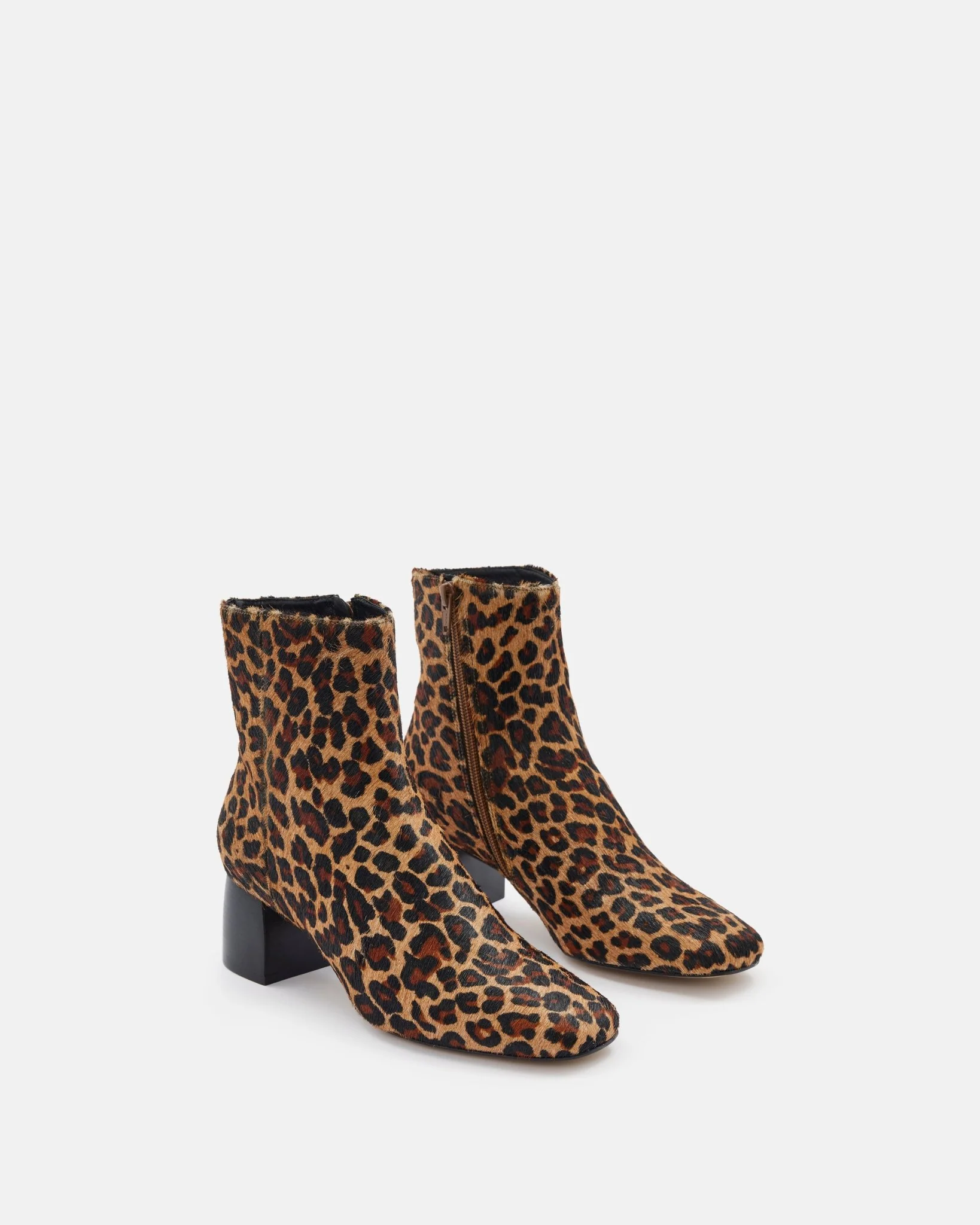 BOTTINES KAYEA/PONY - En cuir pony à talons carrés léopard