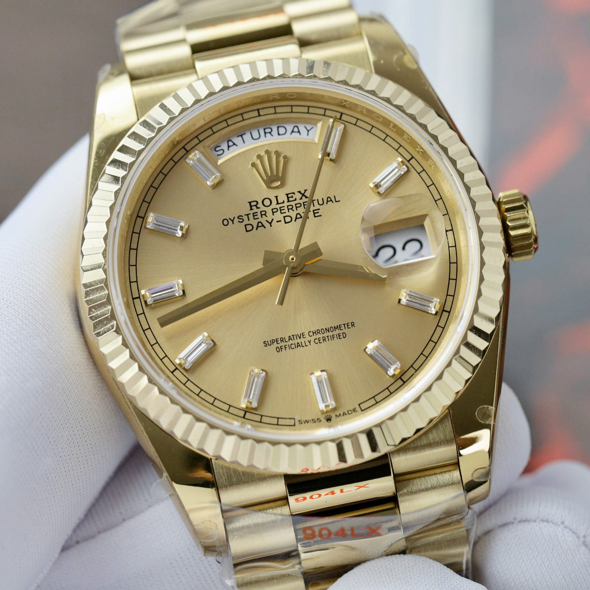 Rolex Day-Date 128238 Replica Watch Yellow Dial Weight 158gram QF Factory 36mm - Top club