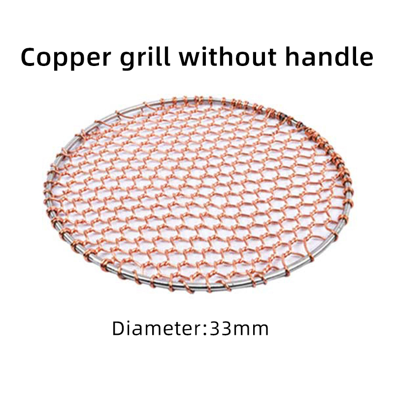 Indoor Restaurant Korean Round Copper Wire BBQ Grill Mesh With Handle