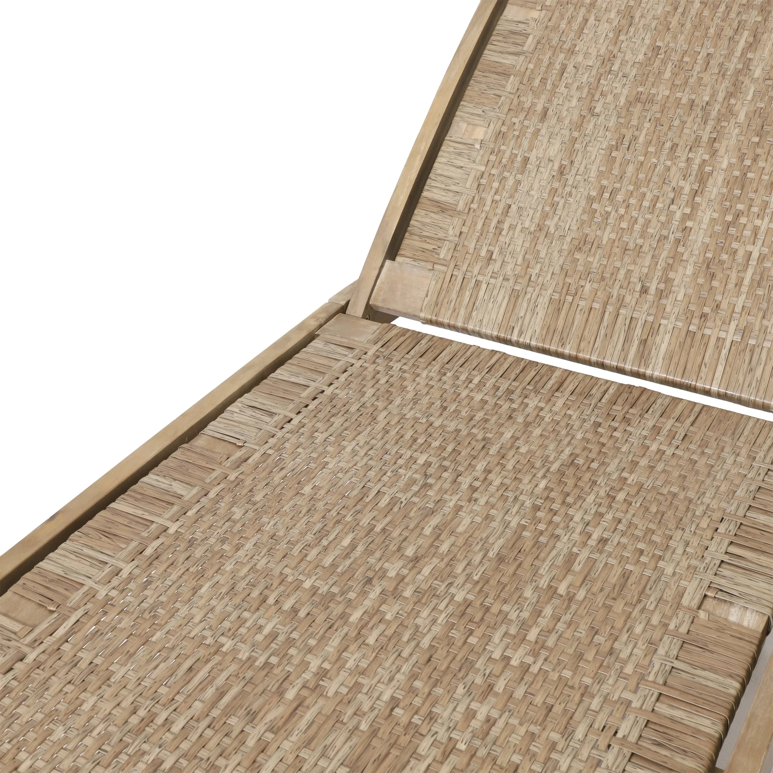 Outdoor Chaise Lounge, Single, Acacia Wood and Faux Rattan, Light Brown and Light Multibrown, 77.00 x 25.50 x 33.00 Inches - Shane - Image 6 Outdoor Chaise Lounge, Single, Acacia Wood and Faux Rattan, Light Brown and Light Multibrown, 77.00 x 25.50 x 33.00 Inches - Shane - Image 6