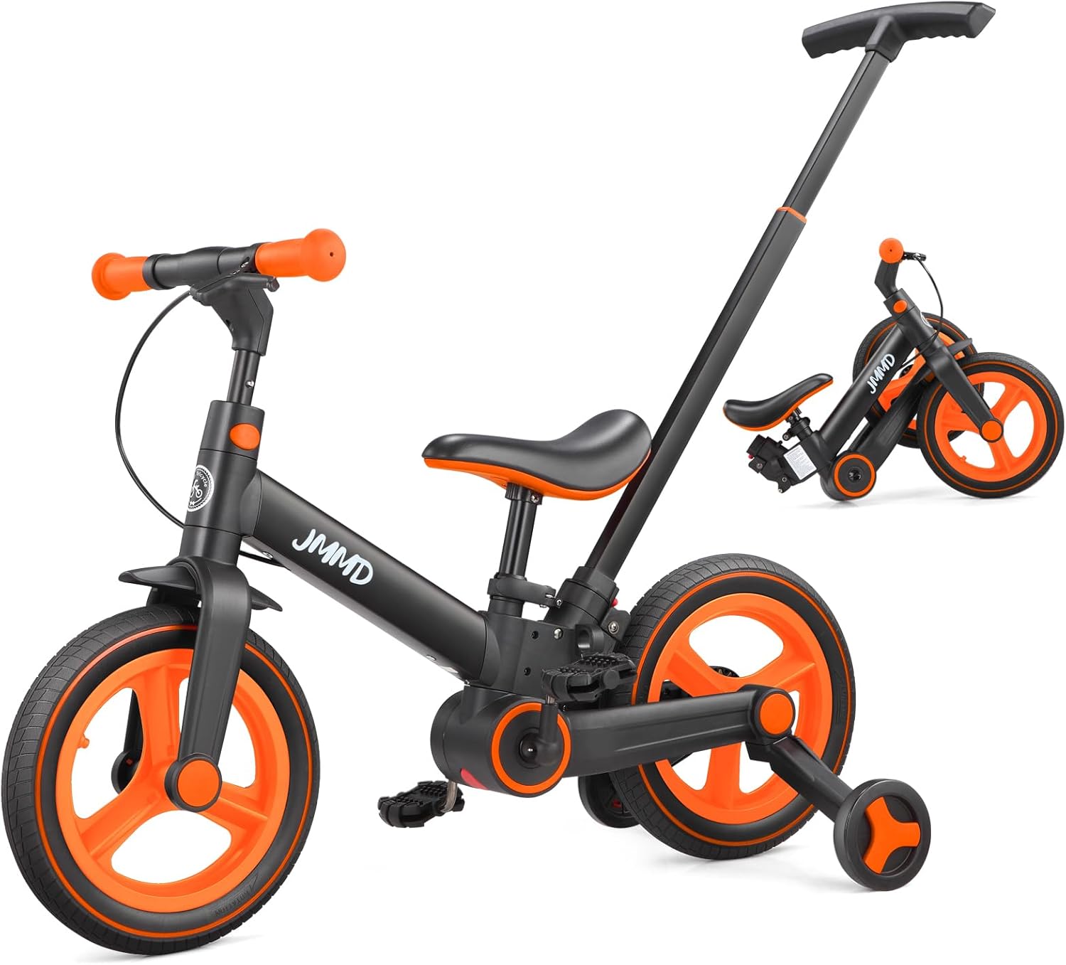JMMD 6 in 1 Toddler Bike with Push Handle for Kids 18-60 Months, 12