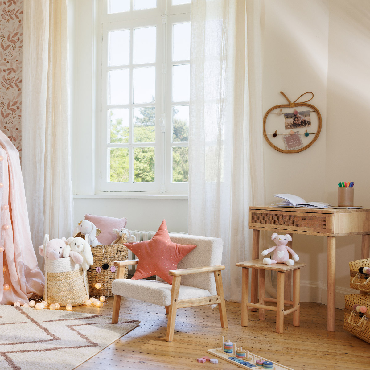 Kids cushion "Berlingot" star Terracotta pink, 40x40 cm