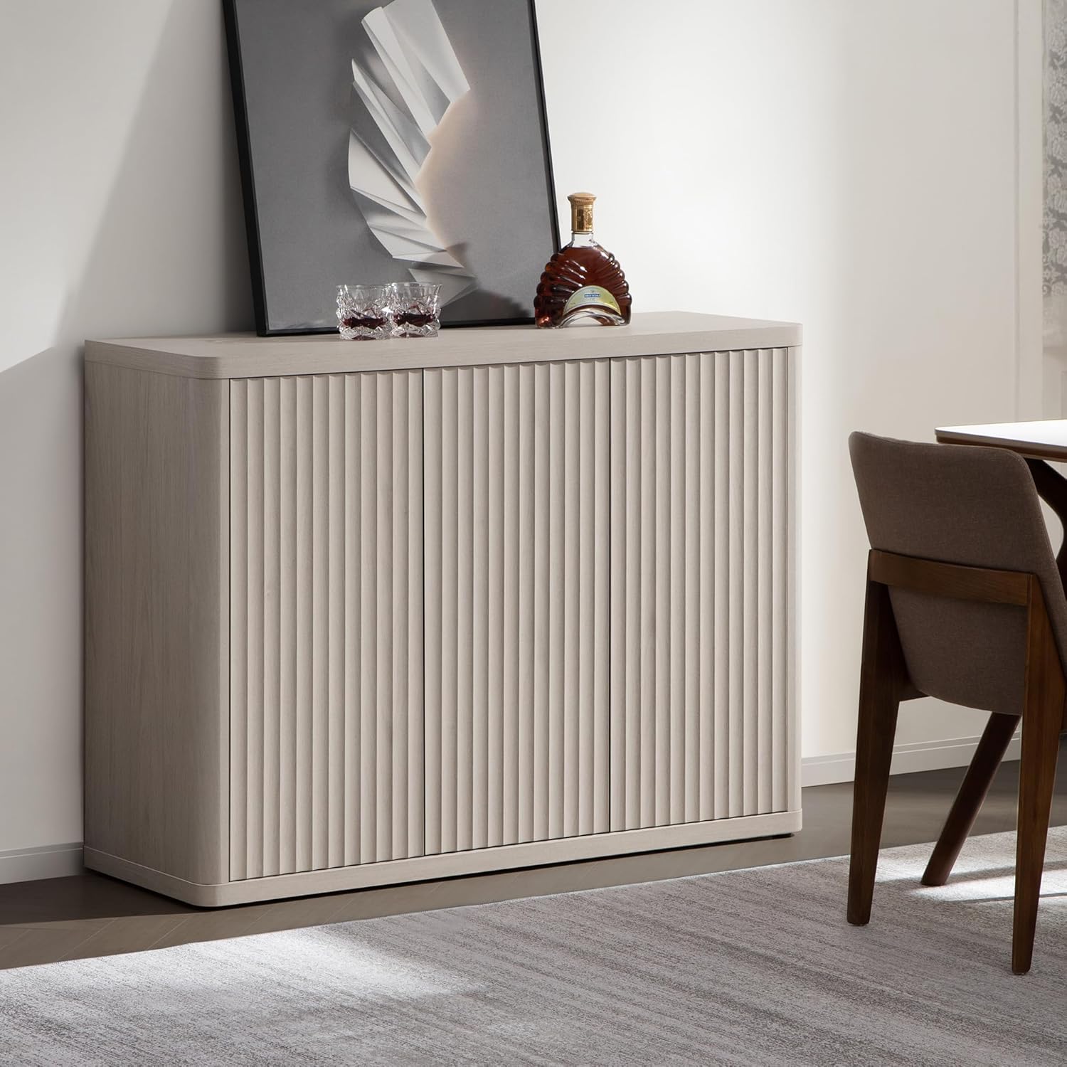SICOTAS Buffet Cabinet with Storage Accent Sideboard with 3 Doors Modern 46.6