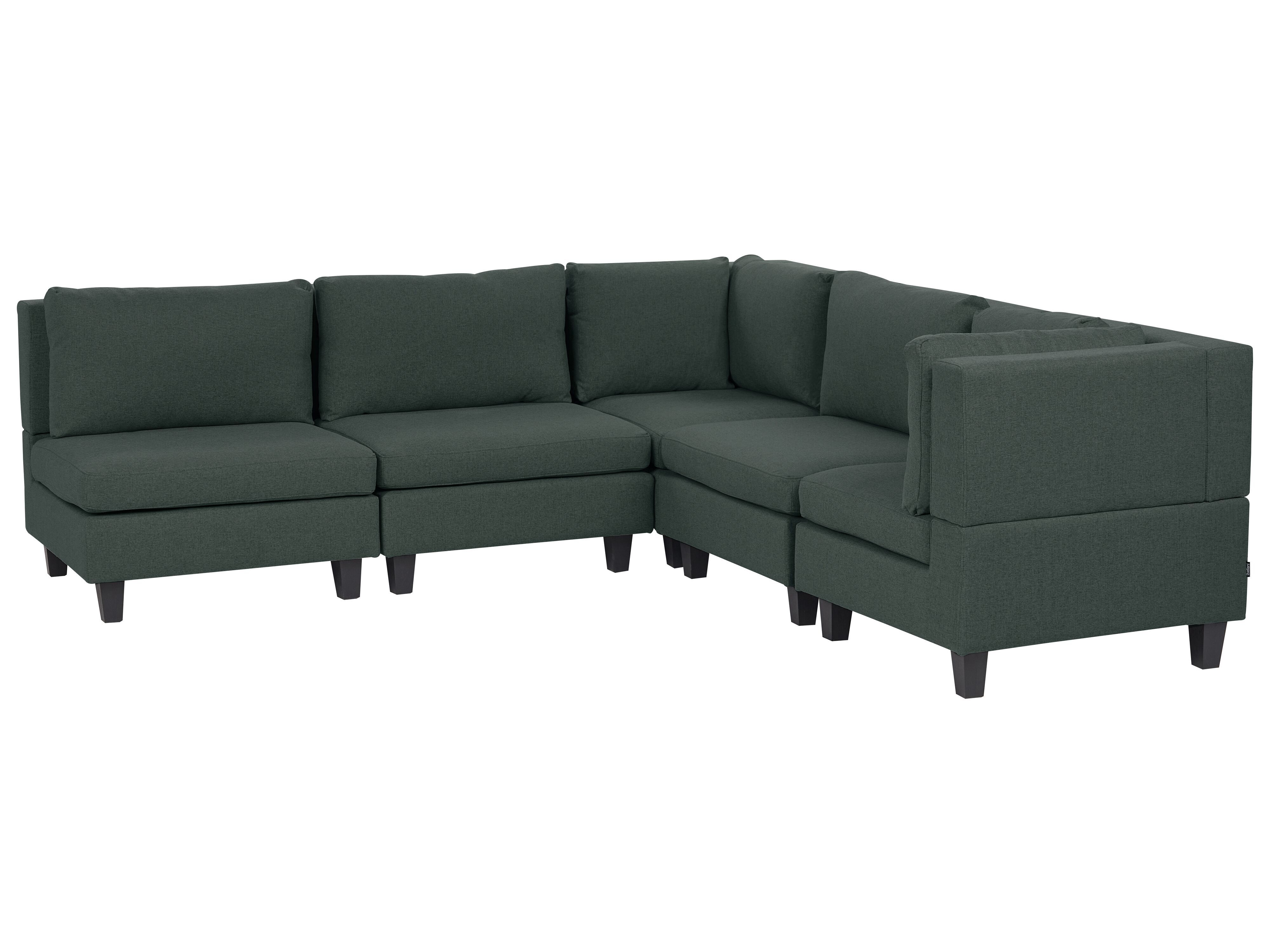 Modular Corner Sofa 5 Seater UNSTAD Fabric Dark Green Left Hand