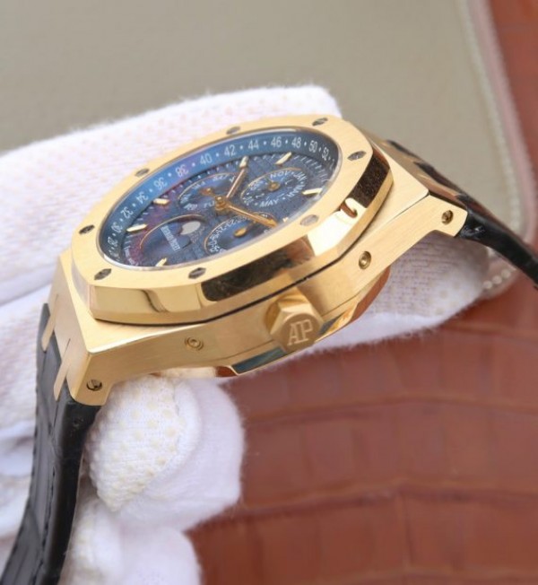 Replica Audemars Piguet JF Royal Oak 41mm 26574 YG Blue Dial Leather Strap A5134 - Top club
