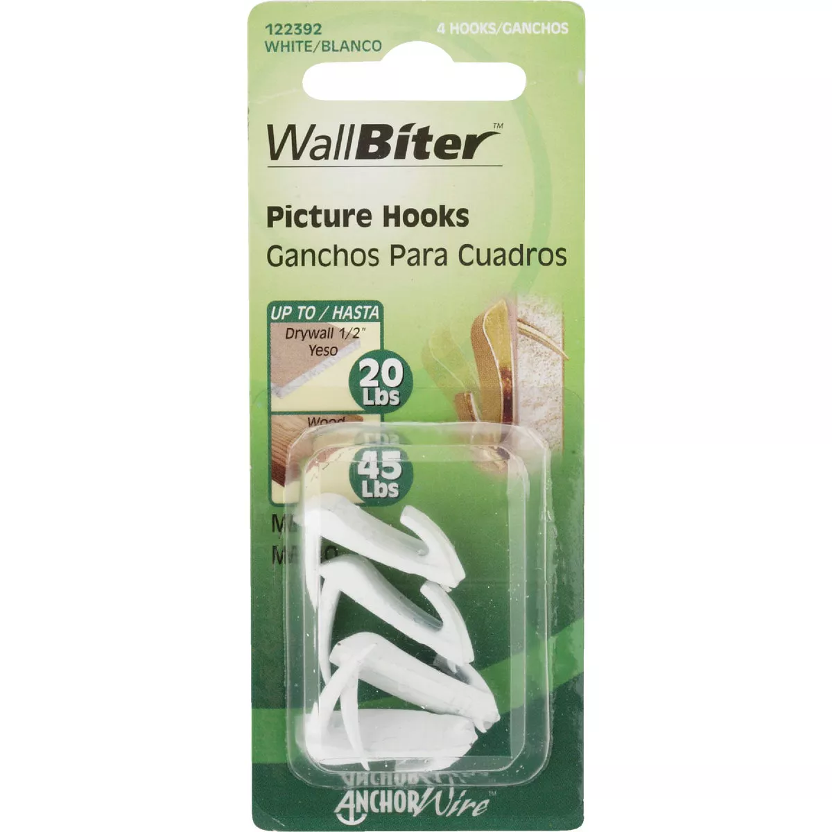 Hillman Anchor Wire 20 Lb. Capacity Wallbiter Picture Hanger (4 Count)